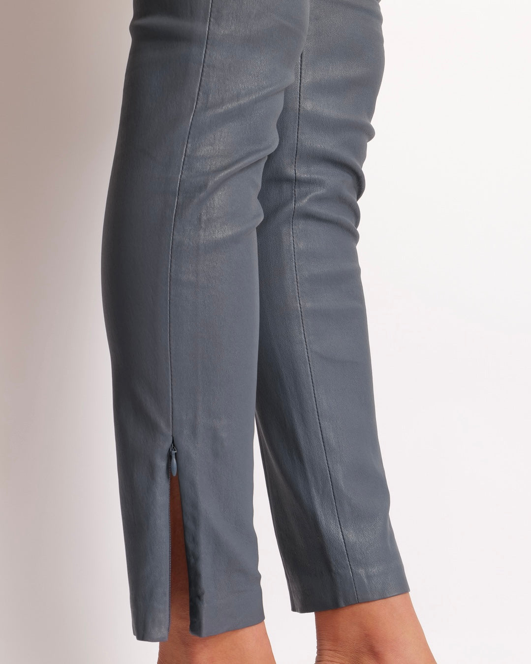 Christian Dior Blue Lambskin Leather Trousers with Side Zipper Details Size FR 36 (UK 8)