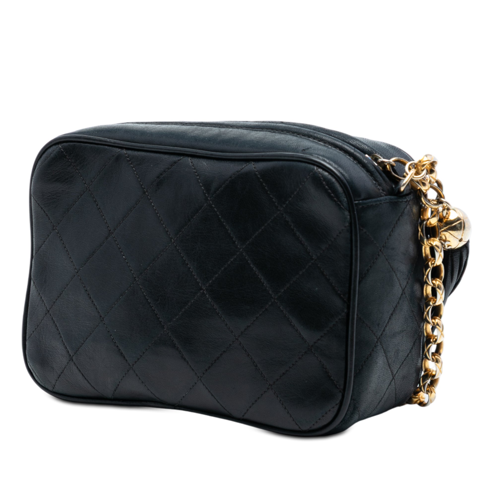 Vintage Front Pocket Camera Bag Quilted Leather Small
