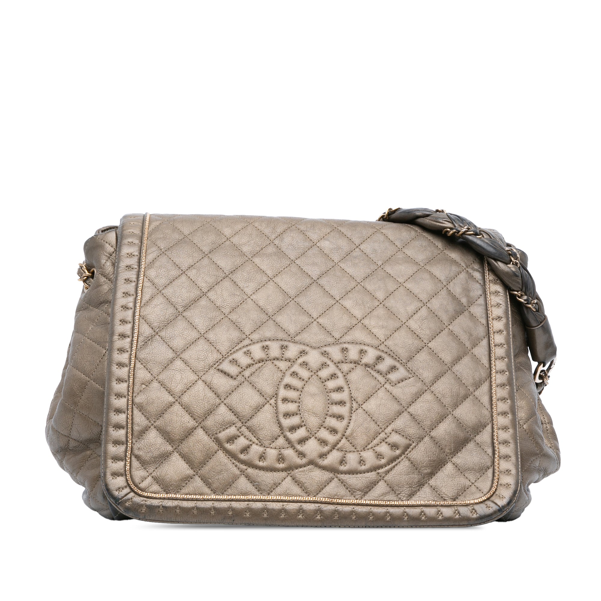 Istanbul Accordion Flap Bag Quilted Aged Leather Medium