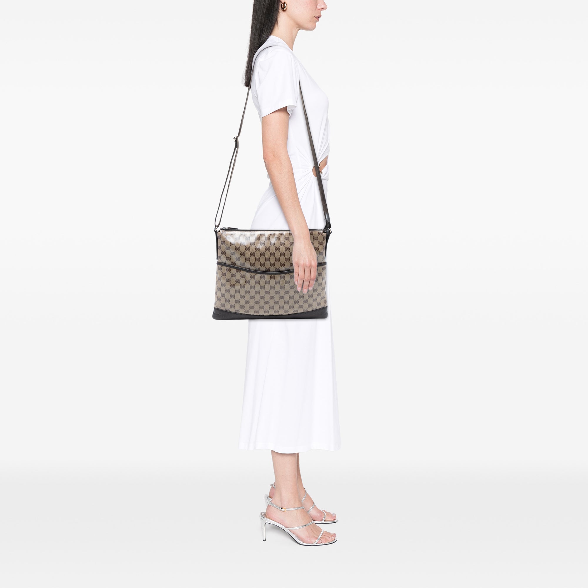 Zip Messenger Bag GG Coated Canvas Medium