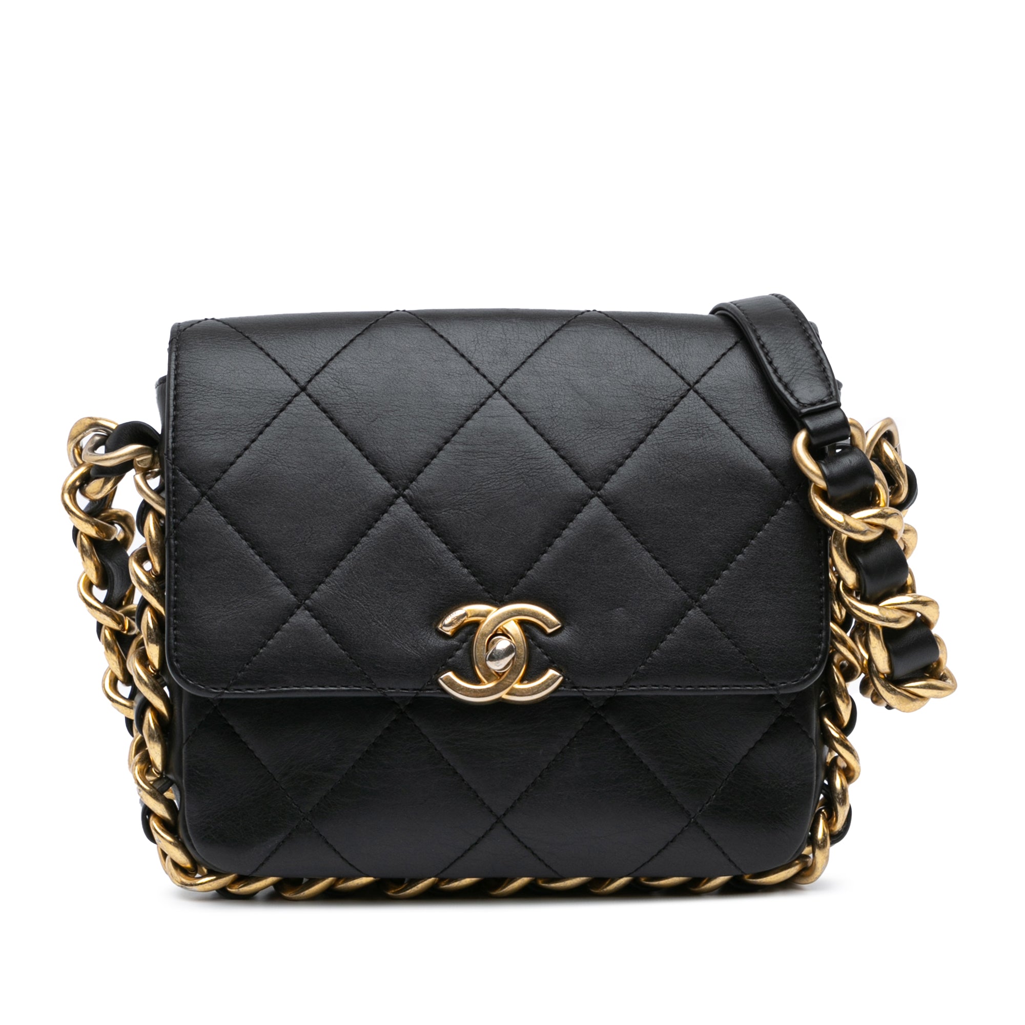 Framing Chain Flap Bag Quilted Calfskin Small