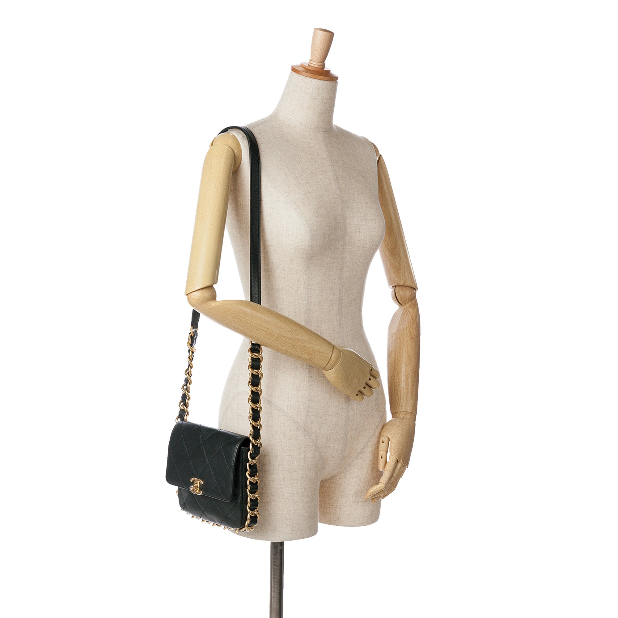 Framing Chain Flap Bag Quilted Calfskin Small