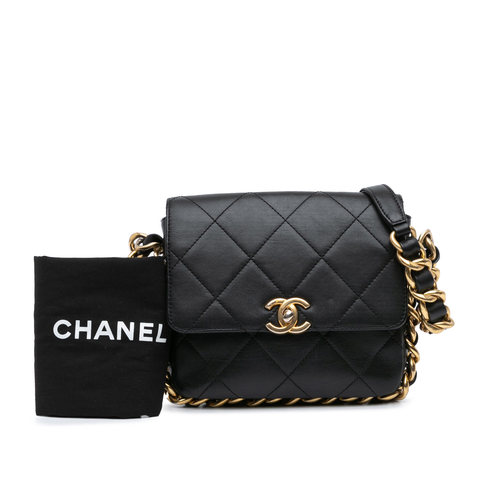 Framing Chain Flap Bag Quilted Calfskin Small