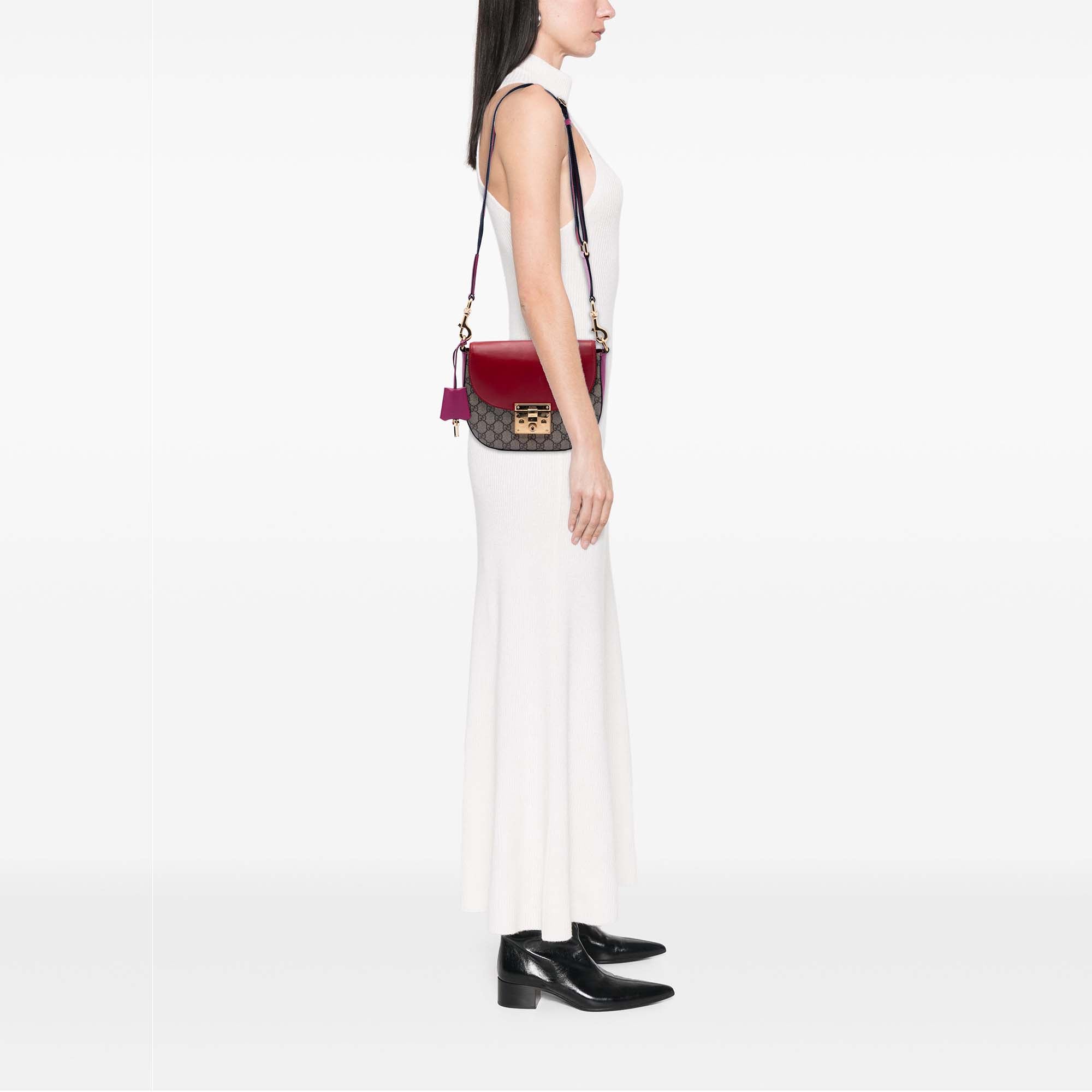 Padlock Saddle Shoulder Bag GG Coated Canvas and Leather Medium