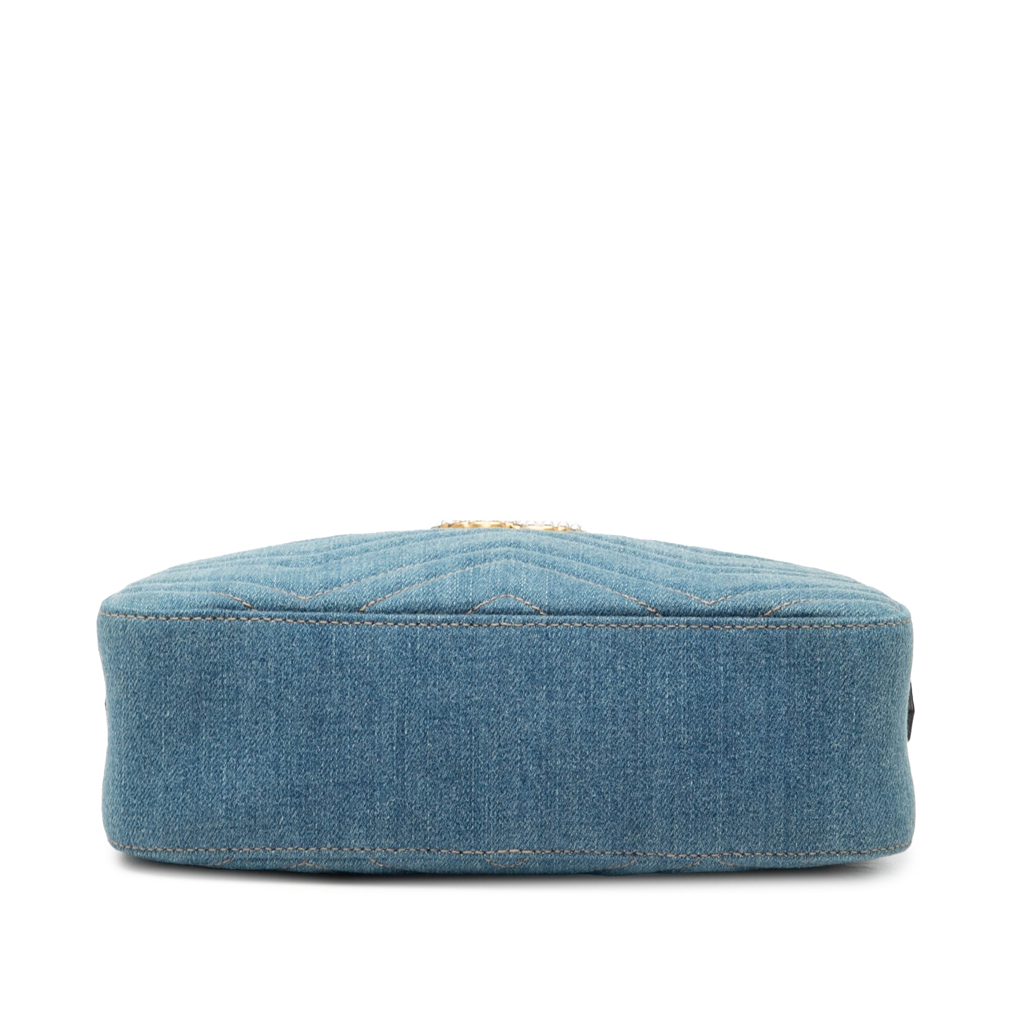 Pearly GG Marmont Shoulder Bag Matelasse Denim Small