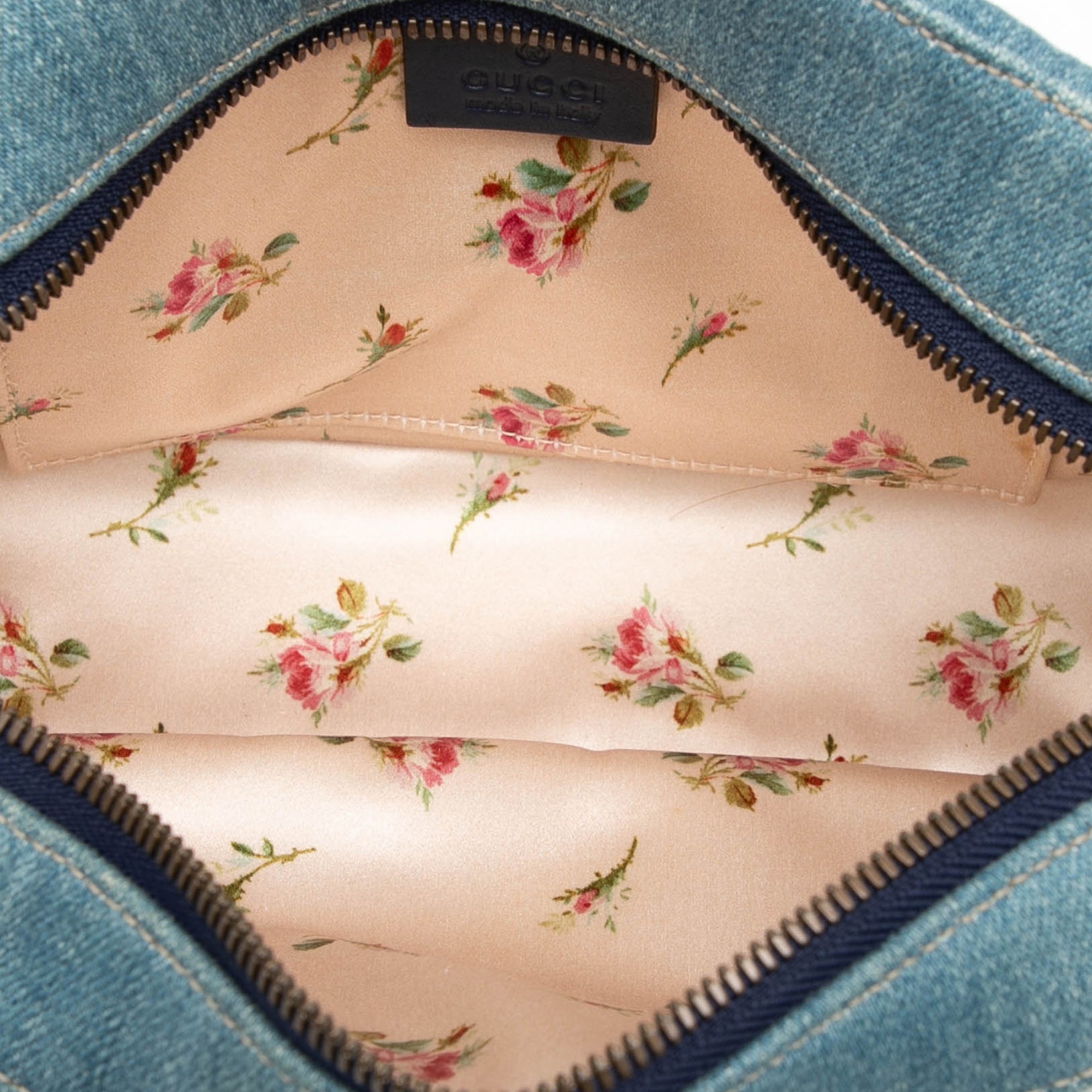 Pearly GG Marmont Shoulder Bag Matelasse Denim Small