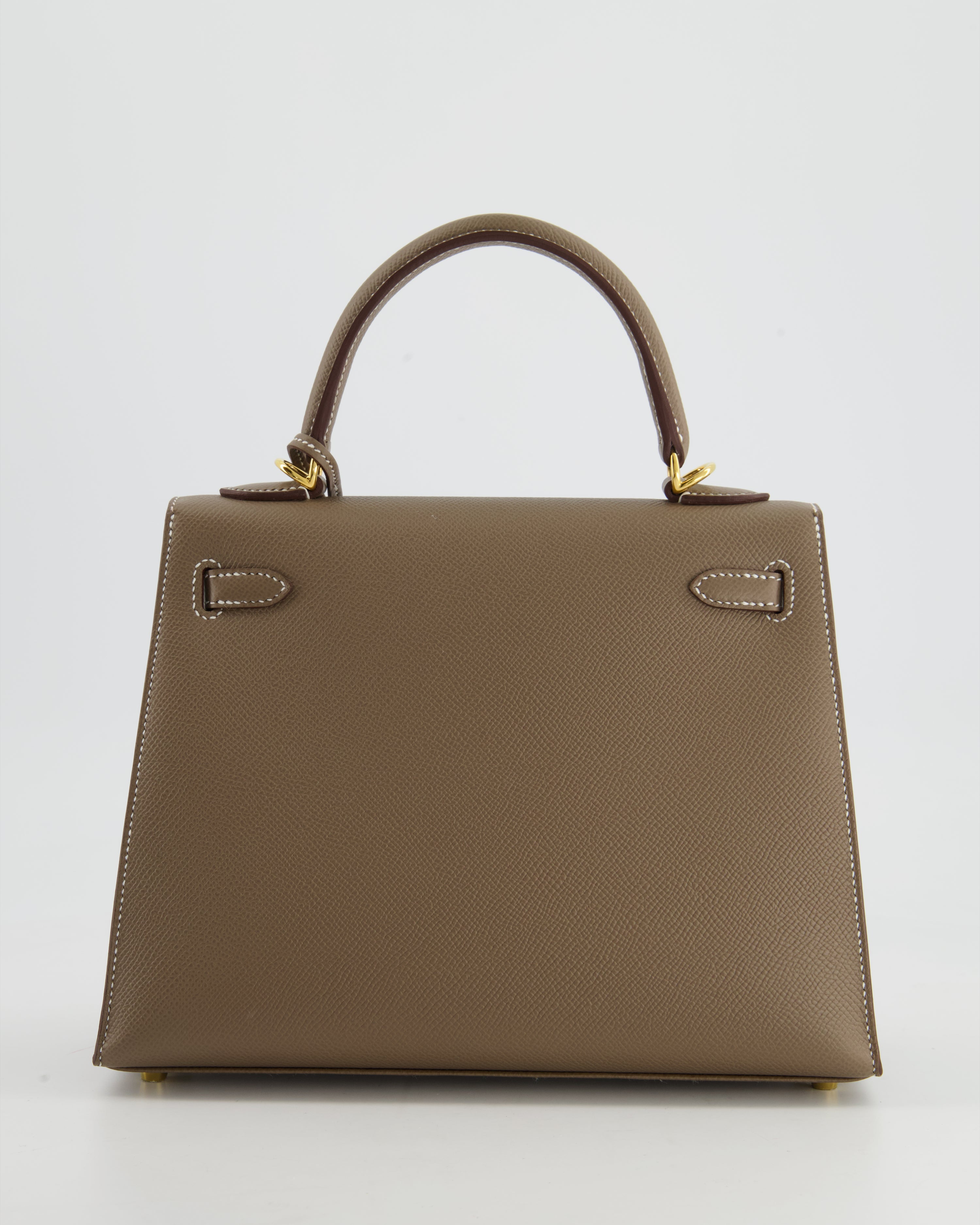 *HOLY GRAIL* Hermès Kelly 25 Sellier Bag in Etoupe Epsom Leather and Gold Hardware