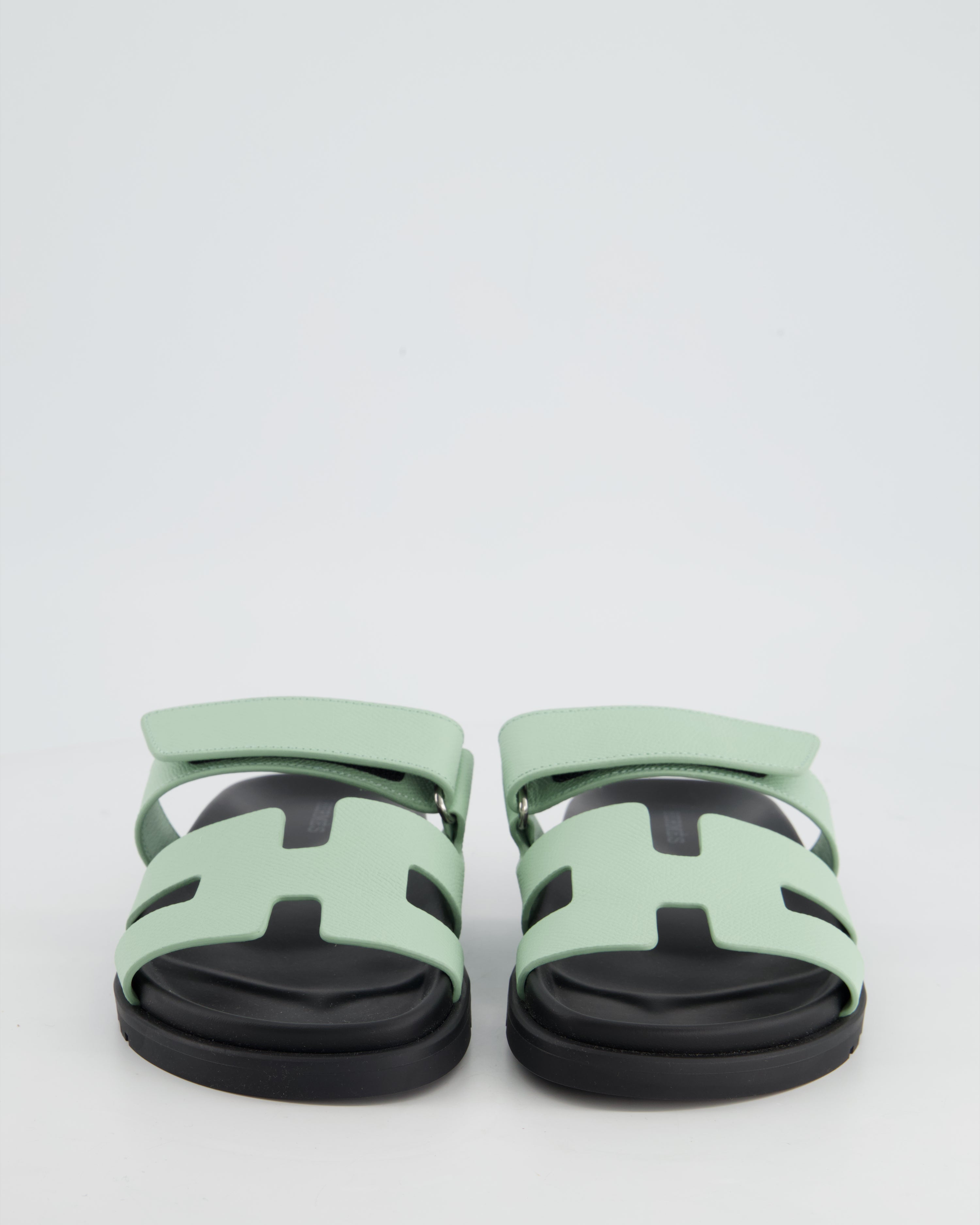 *HOT COLOUR* Hermès Vert Jade Epsom Leather Chypre Sandals Size EU 35.5