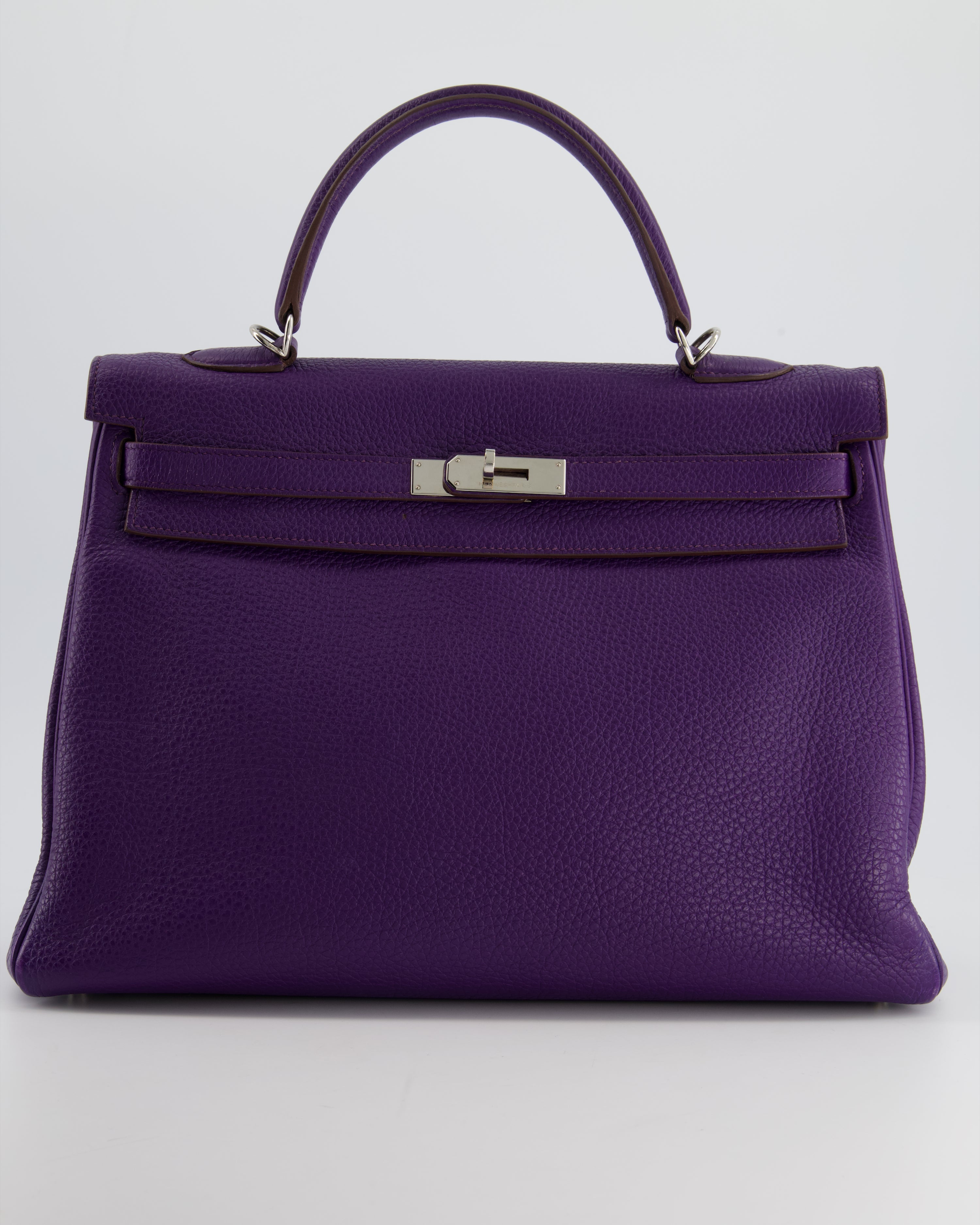 Hermès Kelly 35 Retourne Bag in Iris Togo Leather with Palladium Hardware
