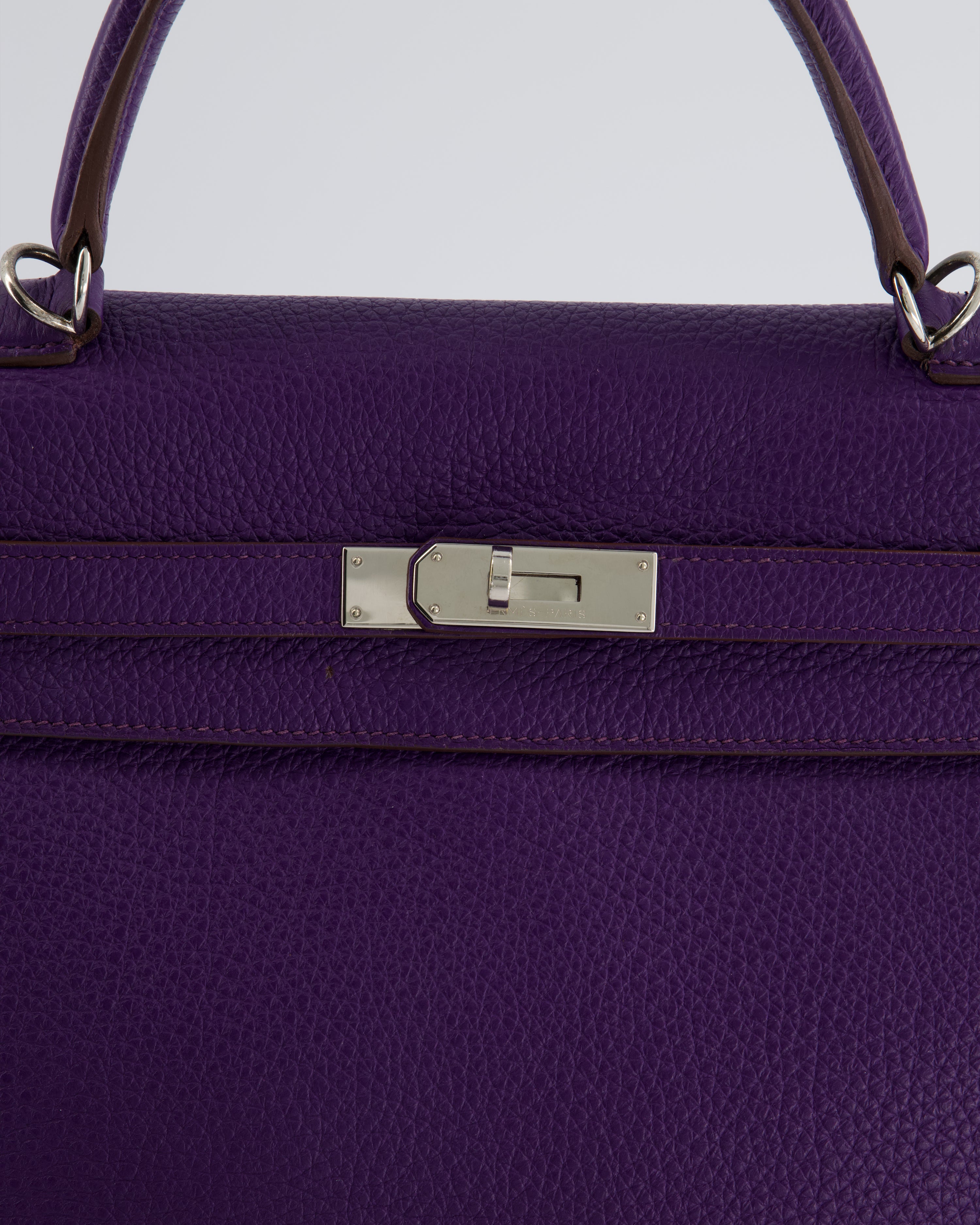Hermès Kelly 35 Retourne Bag in Iris Togo Leather with Palladium Hardware