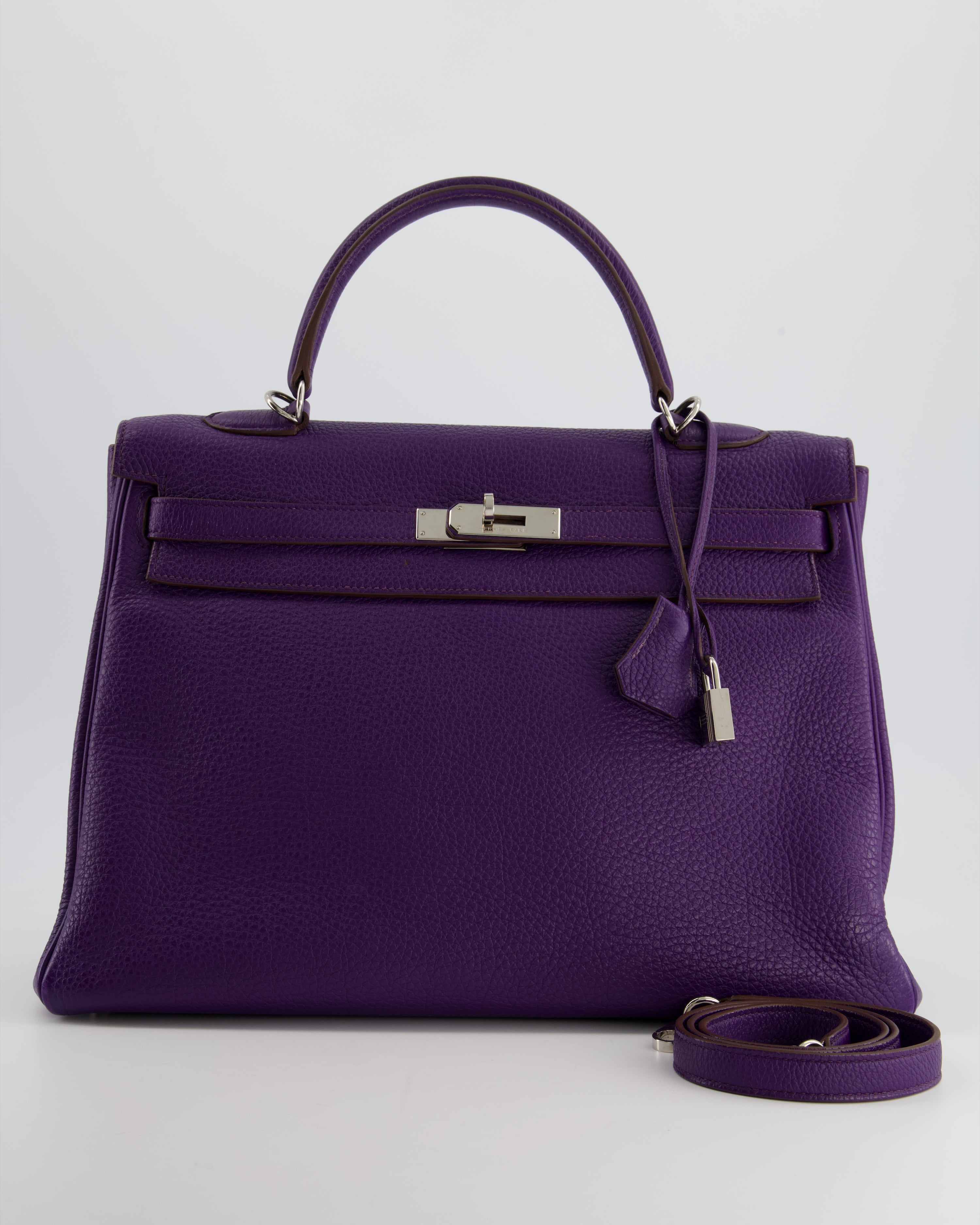 Hermès Kelly 35 Retourne Bag in Iris Togo Leather with Palladium Hardware