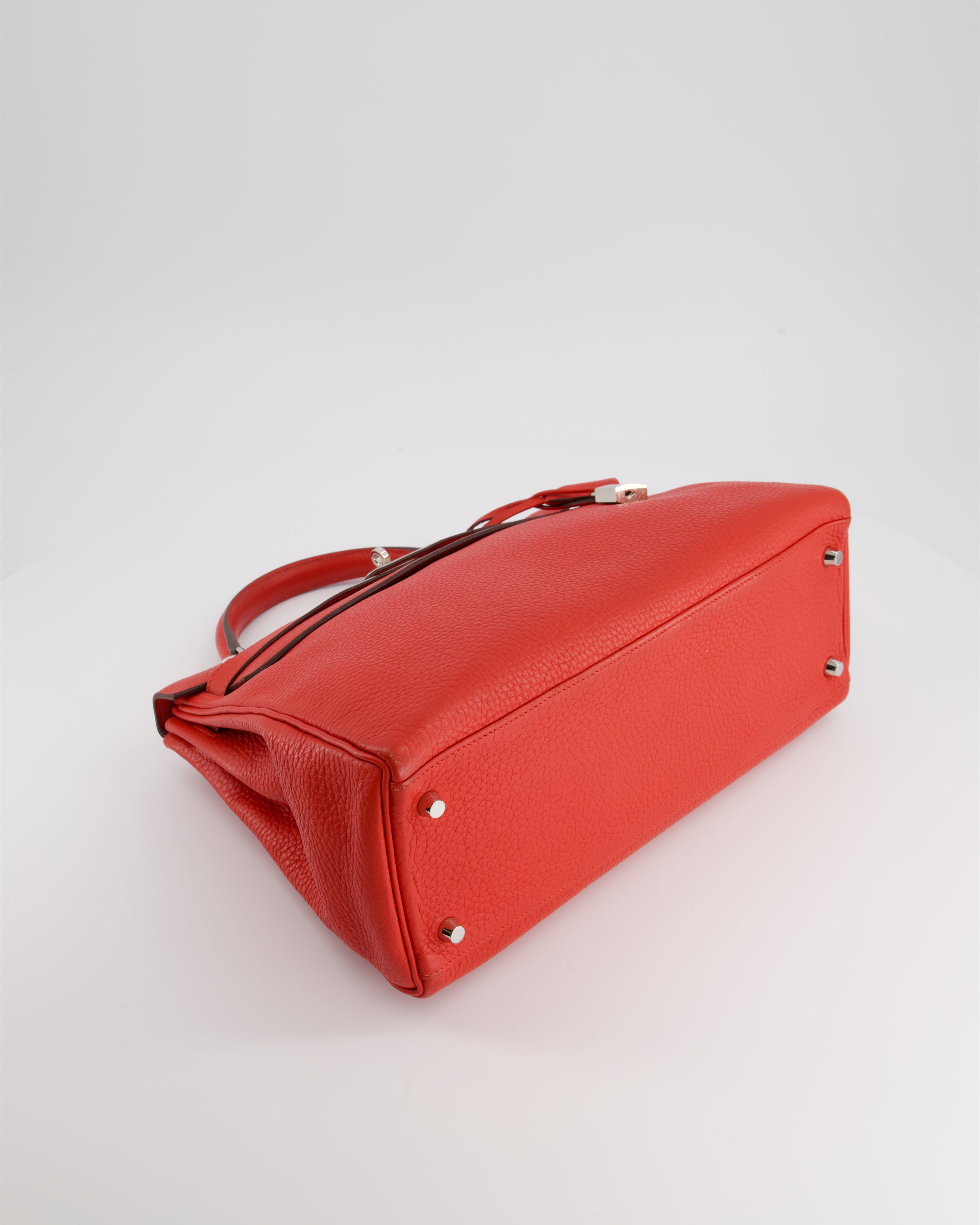 Hermès Kelly 32 Retourne Bag in Geranium Togo Leather and Palladium Hardware