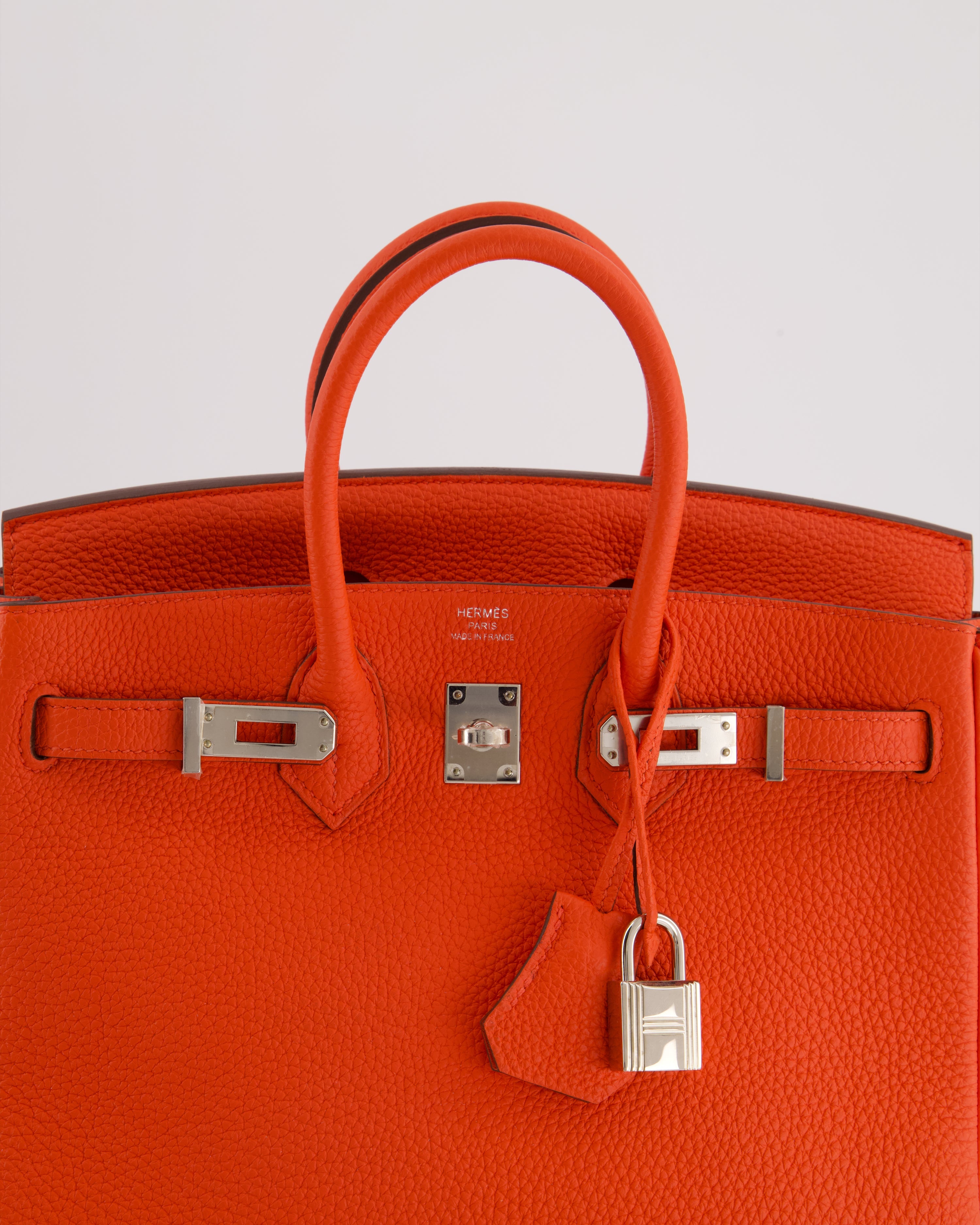 Hermès Birkin 25 Retourne Bag in Capucine Togo Leather and Palladium Hardware