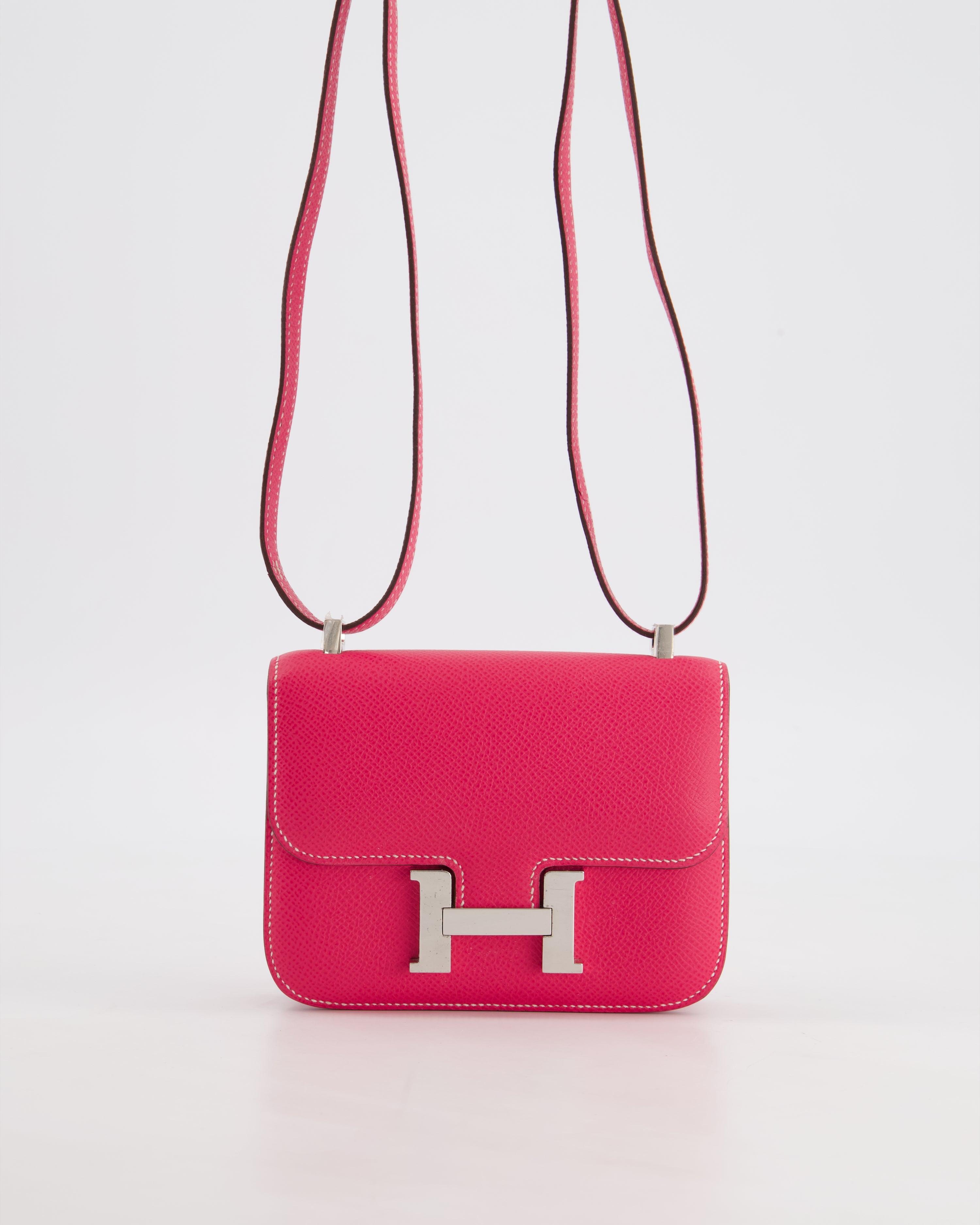 *RARE HOT* Hermès Constance II Micro Bag in Rose Tyrien Epsom Leather with Palladium Hardware