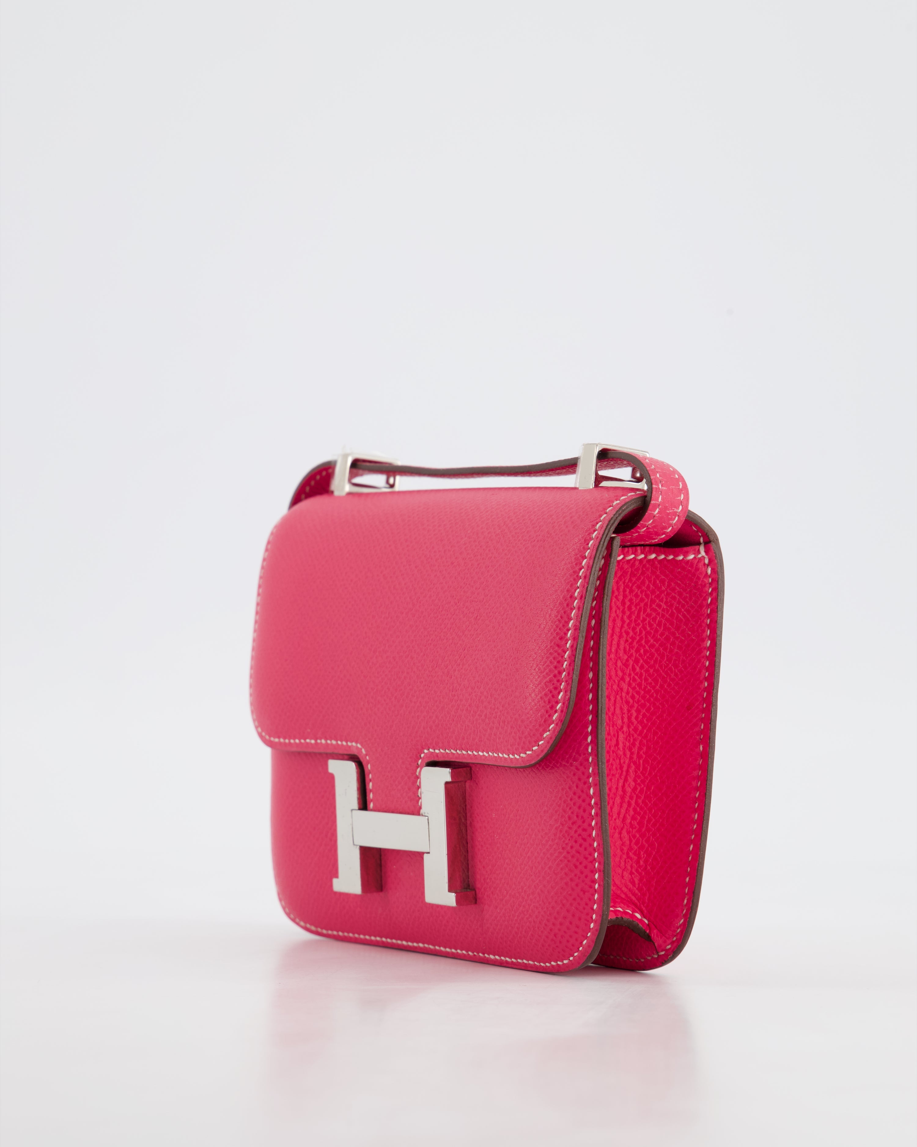 *RARE HOT* Hermès Constance II Micro Bag in Rose Tyrien Epsom Leather with Palladium Hardware