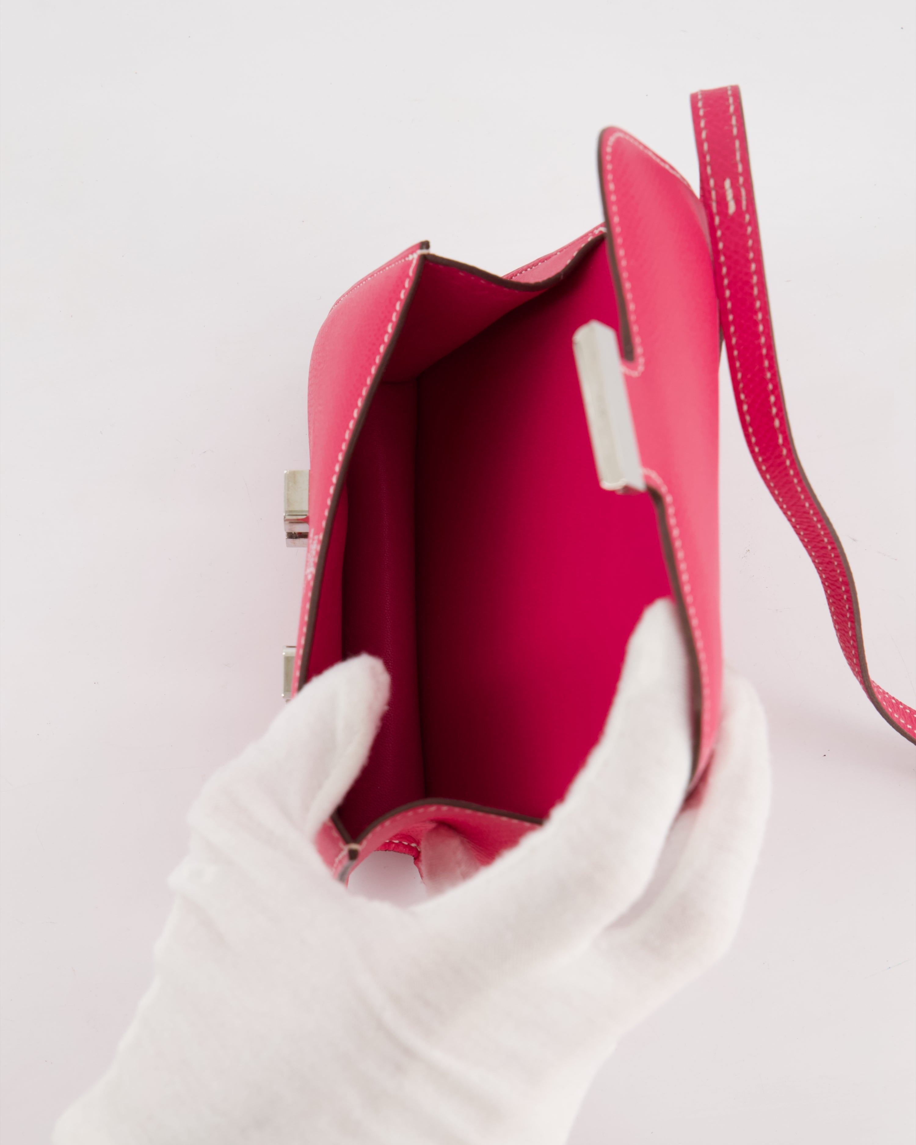 *RARE HOT* Hermès Constance II Micro Bag in Rose Tyrien Epsom Leather with Palladium Hardware