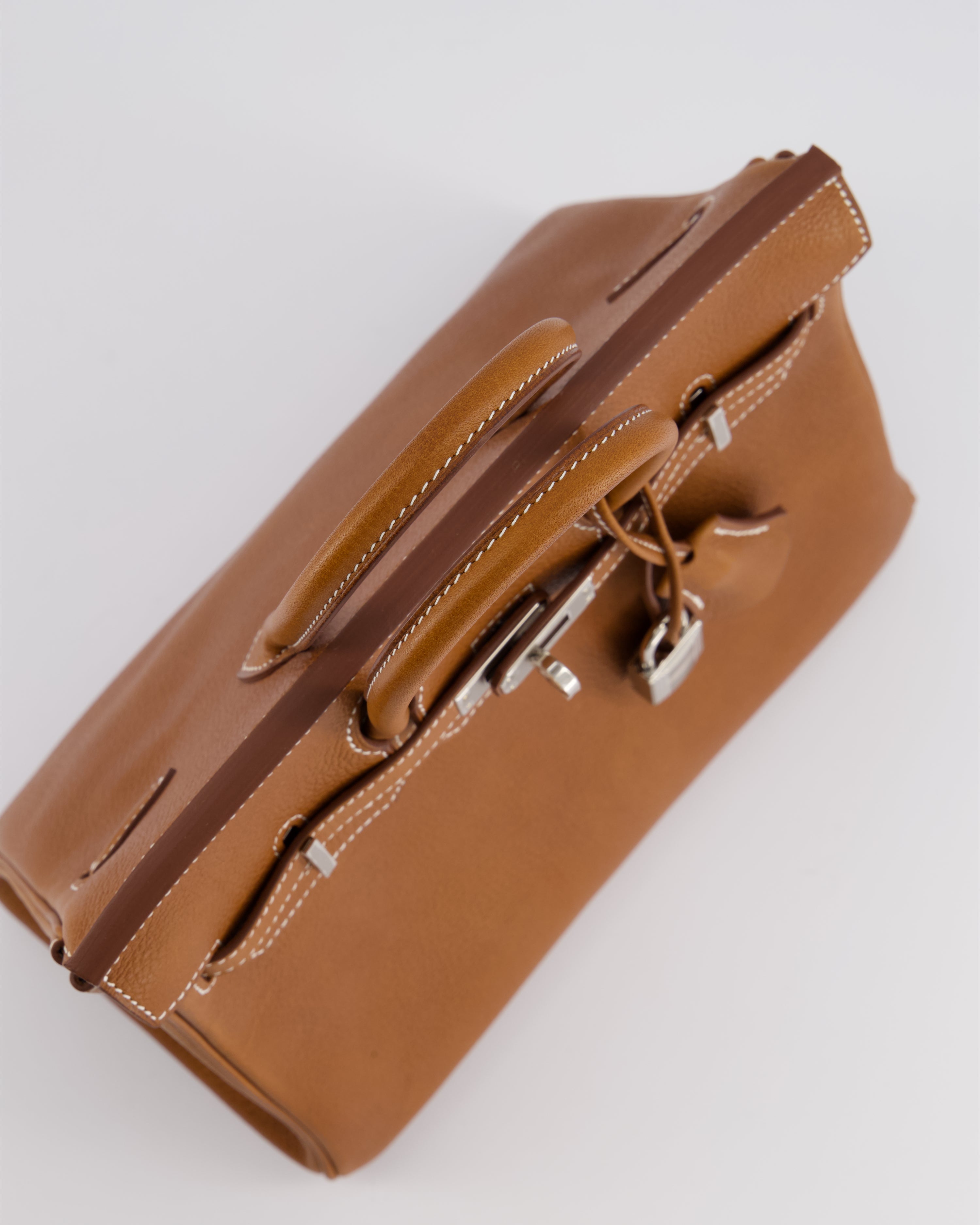 *NEW STAMP* Hermès Birkin 25 Retourne Bag in Fauve Barenia Faubourg Leather and Palladium Hardware