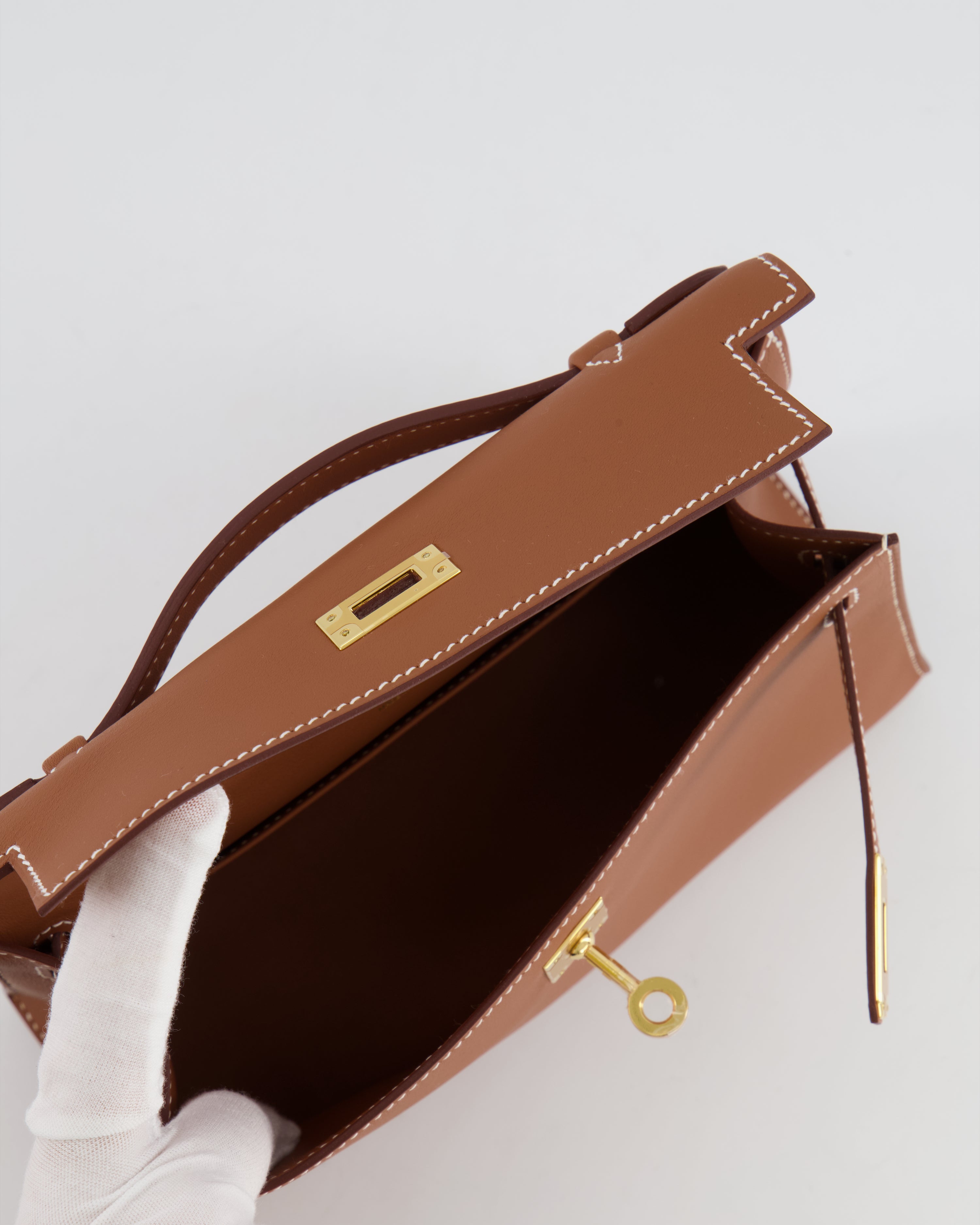 *RARE* Hermès Mini Kelly Pochette Bag in Gold Swift Leather with Gold Hardware