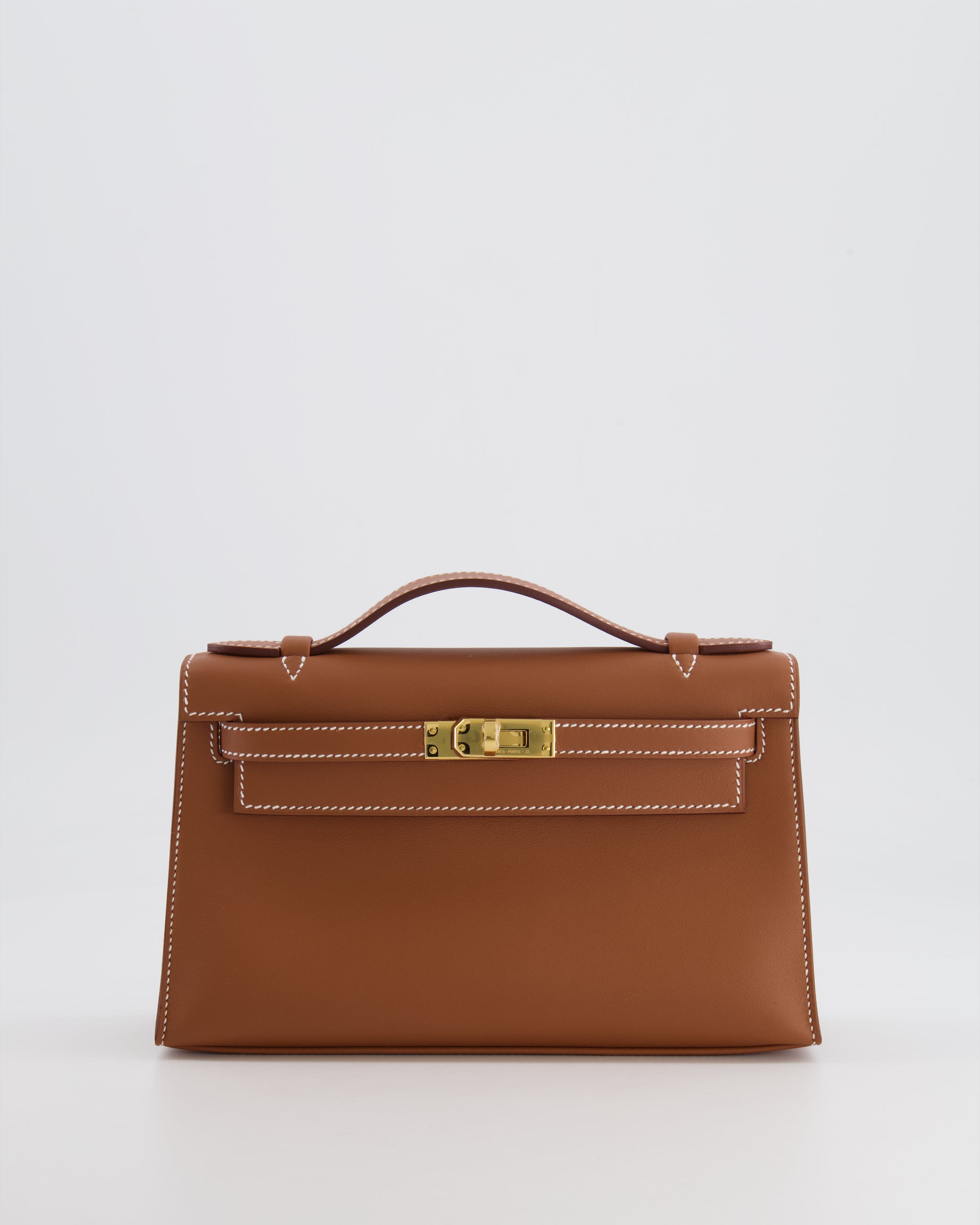 *RARE* Hermès Mini Kelly Pochette Bag in Gold Swift Leather with Gold Hardware