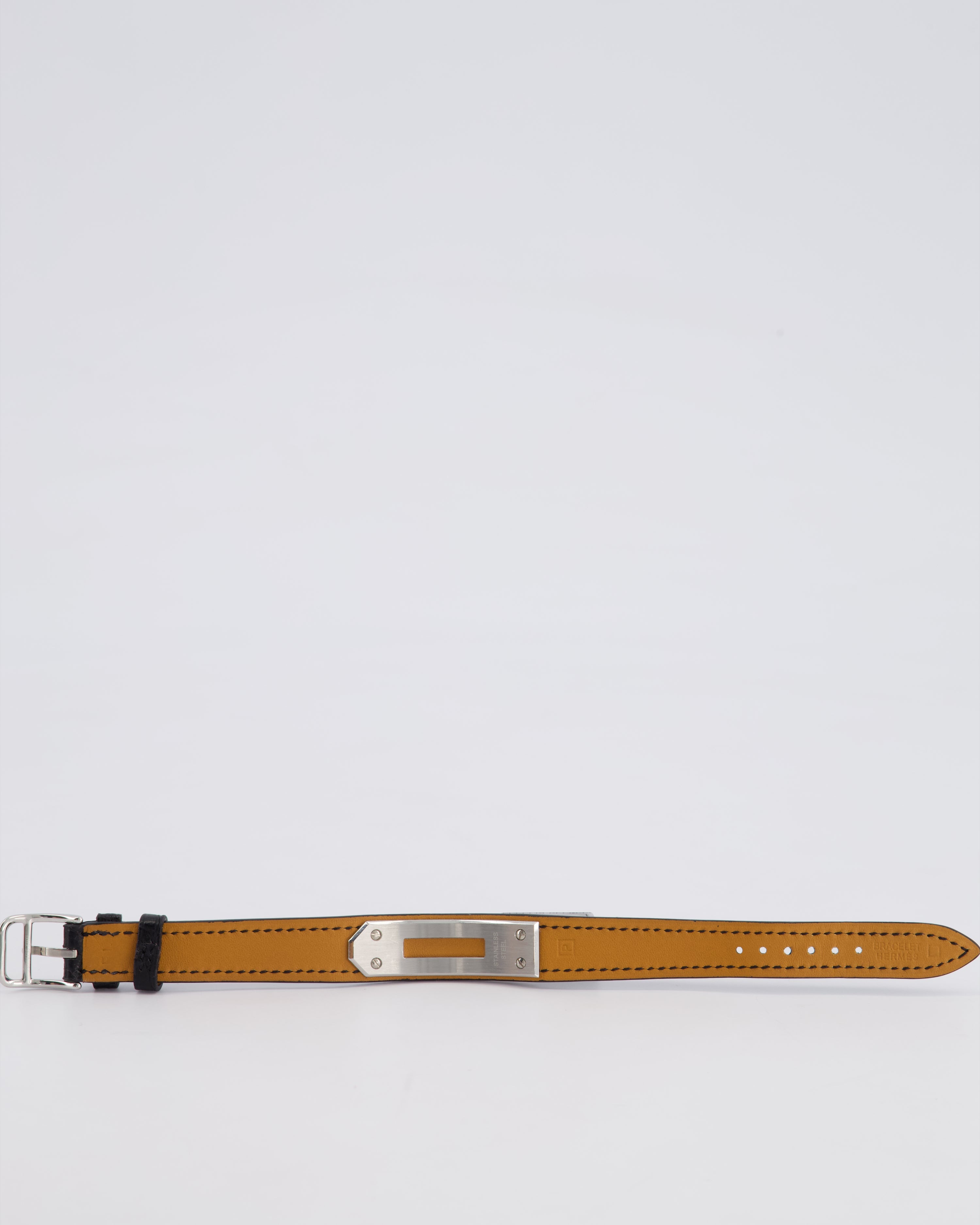 Hermès Kelly Stainless Steel, Diamonds, Black Alligator Crocodile strap and Mother of Pearl 20mm Watch