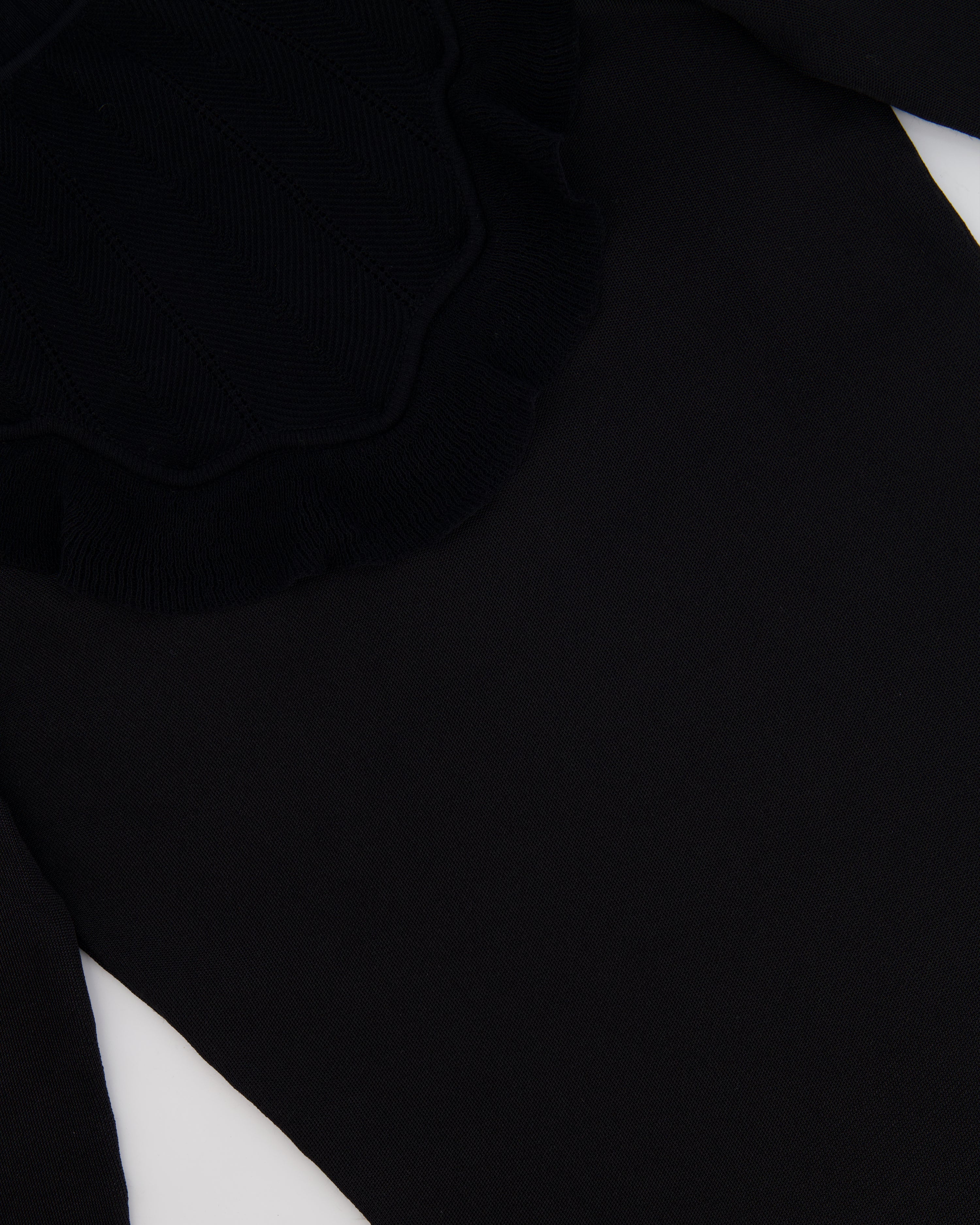 Hermès Black Ruffle Long Sleeve Top with Collar Detail Size FR 34 (UK 6)