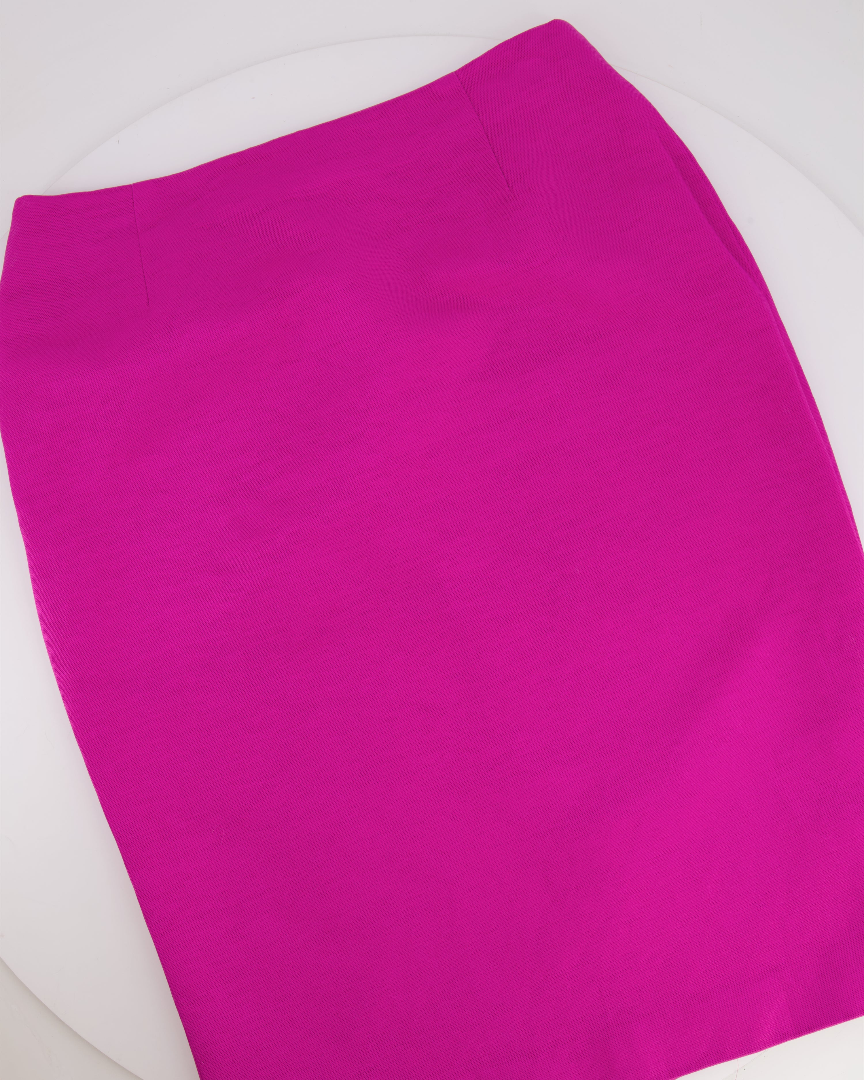 Christian Dior Hot Pink Silk Top and Skirt Set with Crystal Belt Detail Size FR 42 (UK 14)