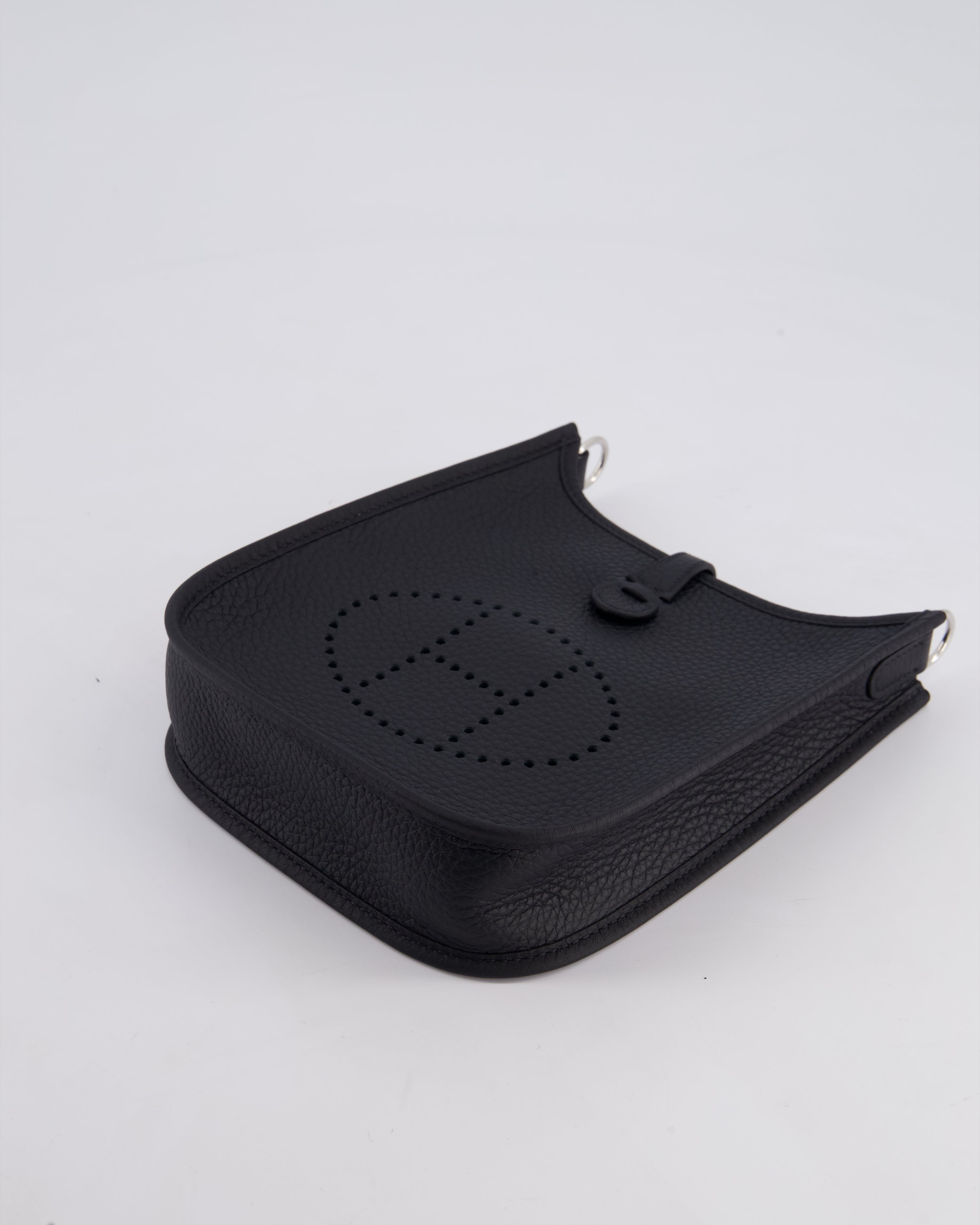 Hermès Mini Evelyne 16 Bag in Noir Clemence Leather with Palladium Hardware