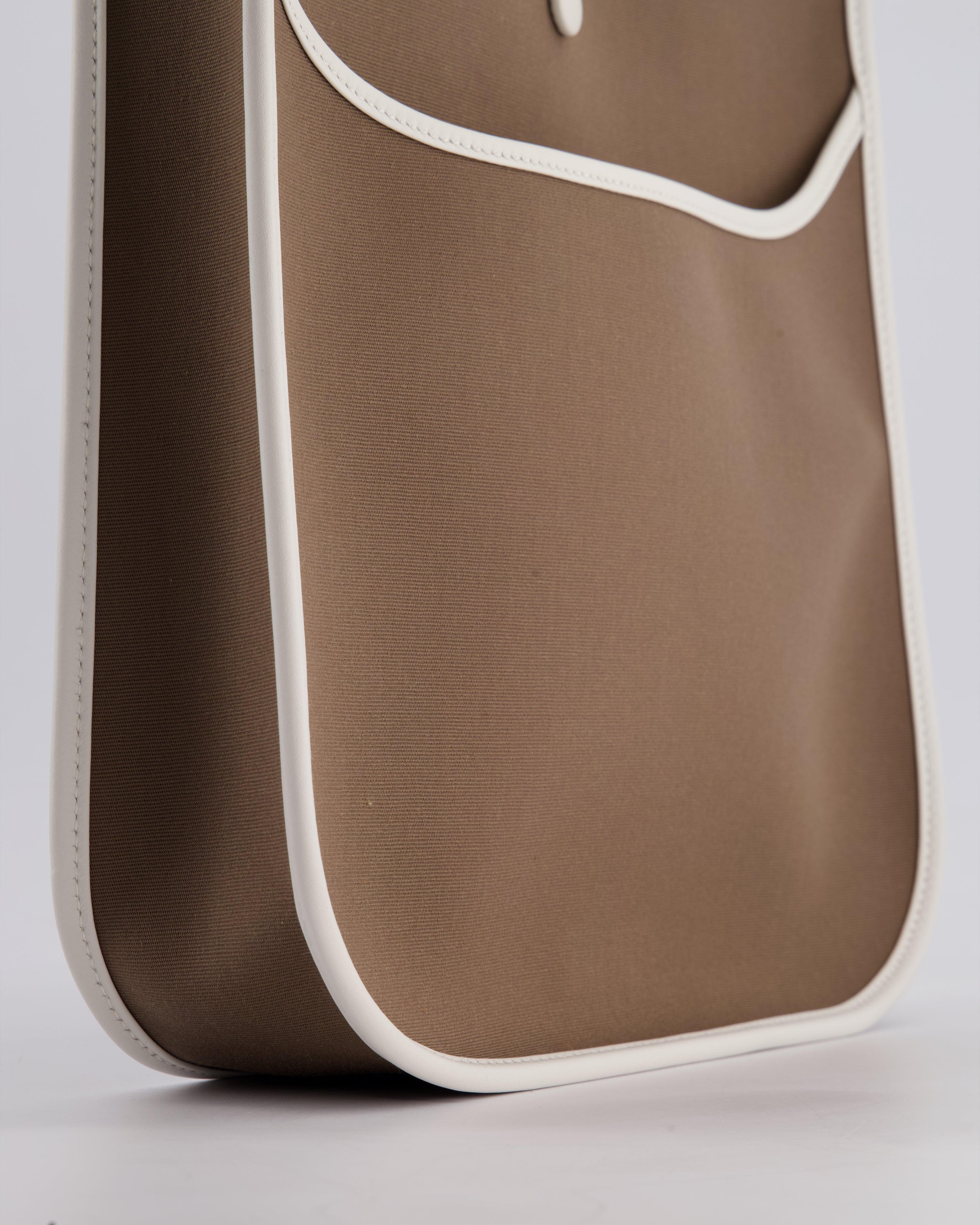 Hermes Evelyne 29 in Neo Etoupe Canvas and White with Palladium Hardware