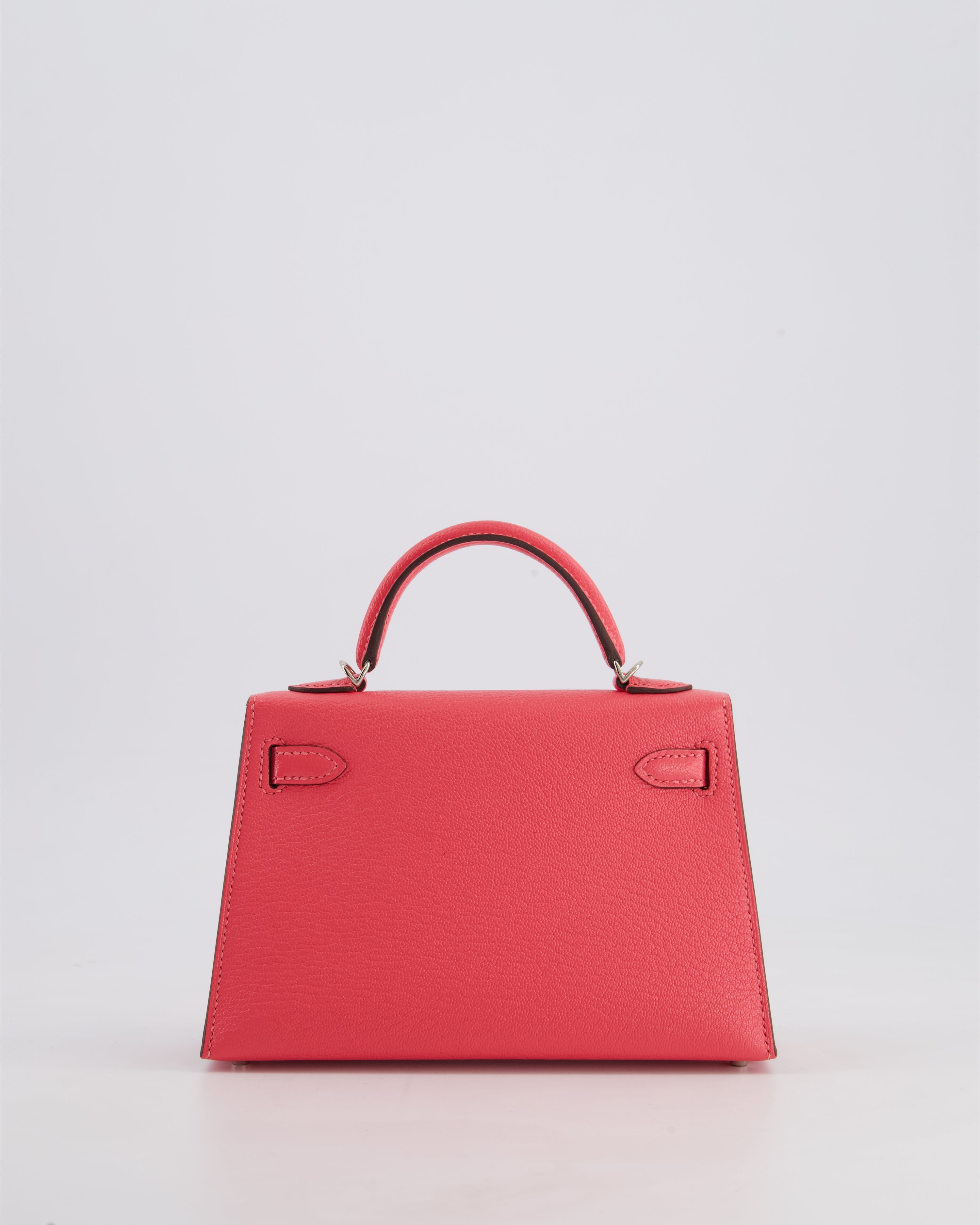 *HOT* Hermès Mini Kelly II 20 Bag in Rose Lipstick Chevre Mysore Leather with Palladium Hardware
