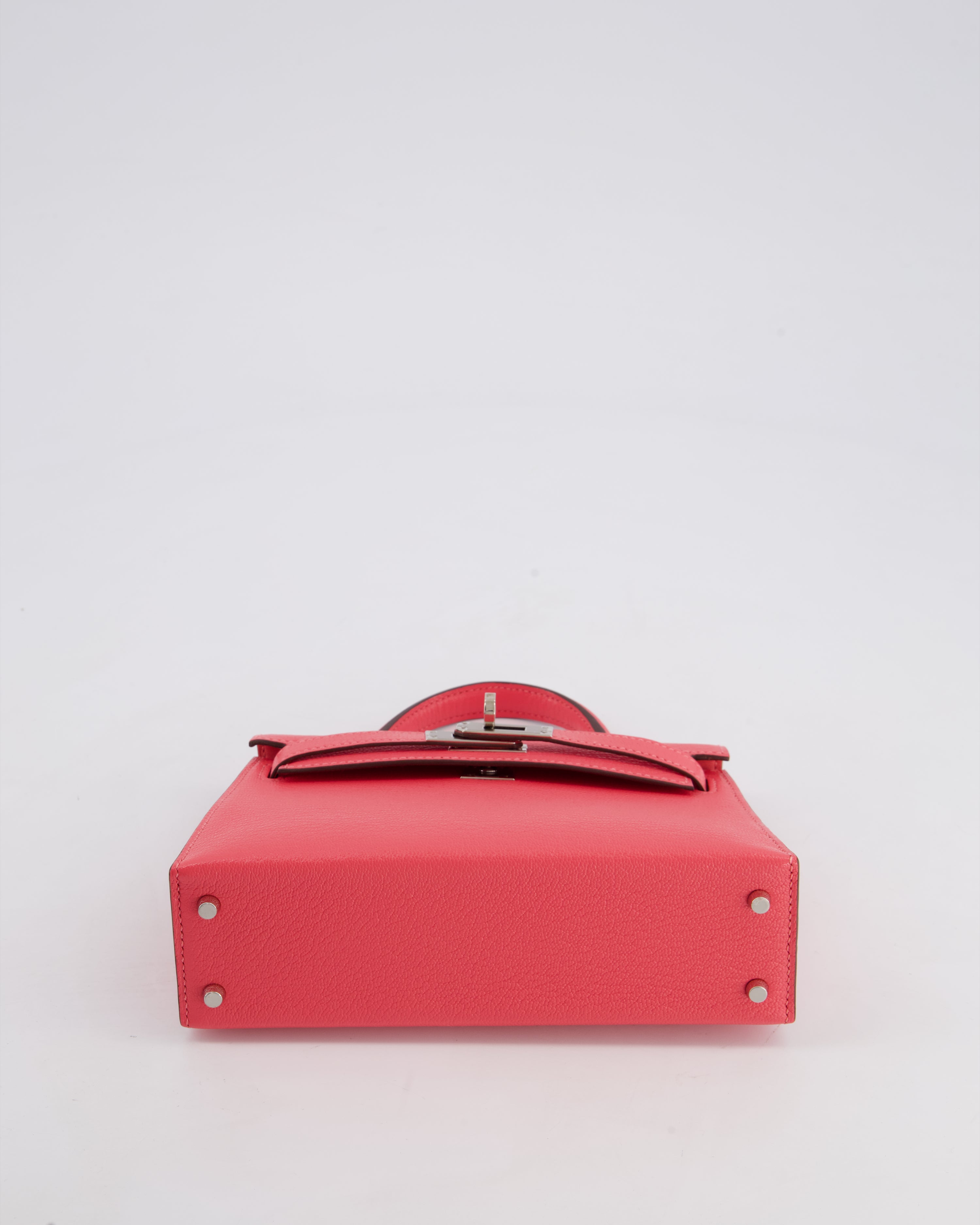 *HOT* Hermès Mini Kelly II 20 Bag in Rose Lipstick Chevre Mysore Leather with Palladium Hardware
