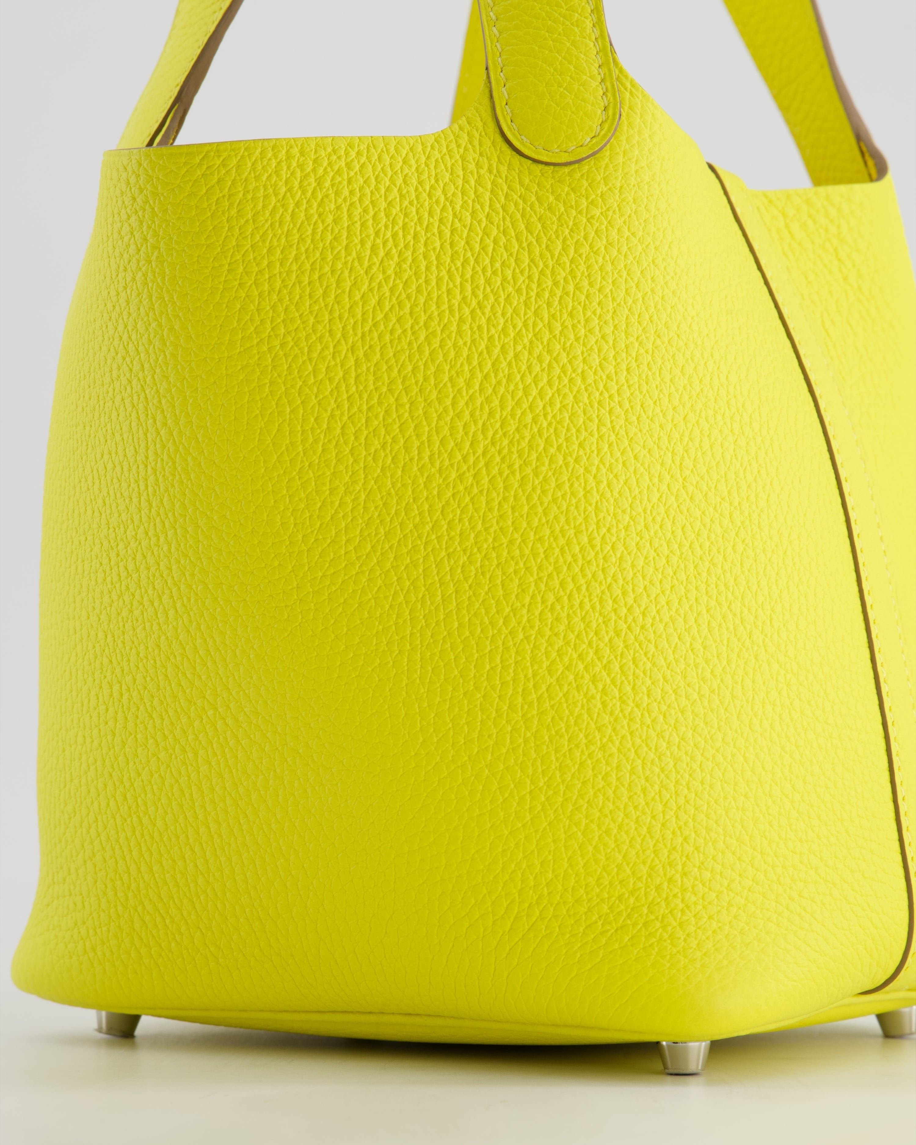 Hermès Picotin Lock Bag 18cm in Lime Clemence Leather with Palladium Hardware
