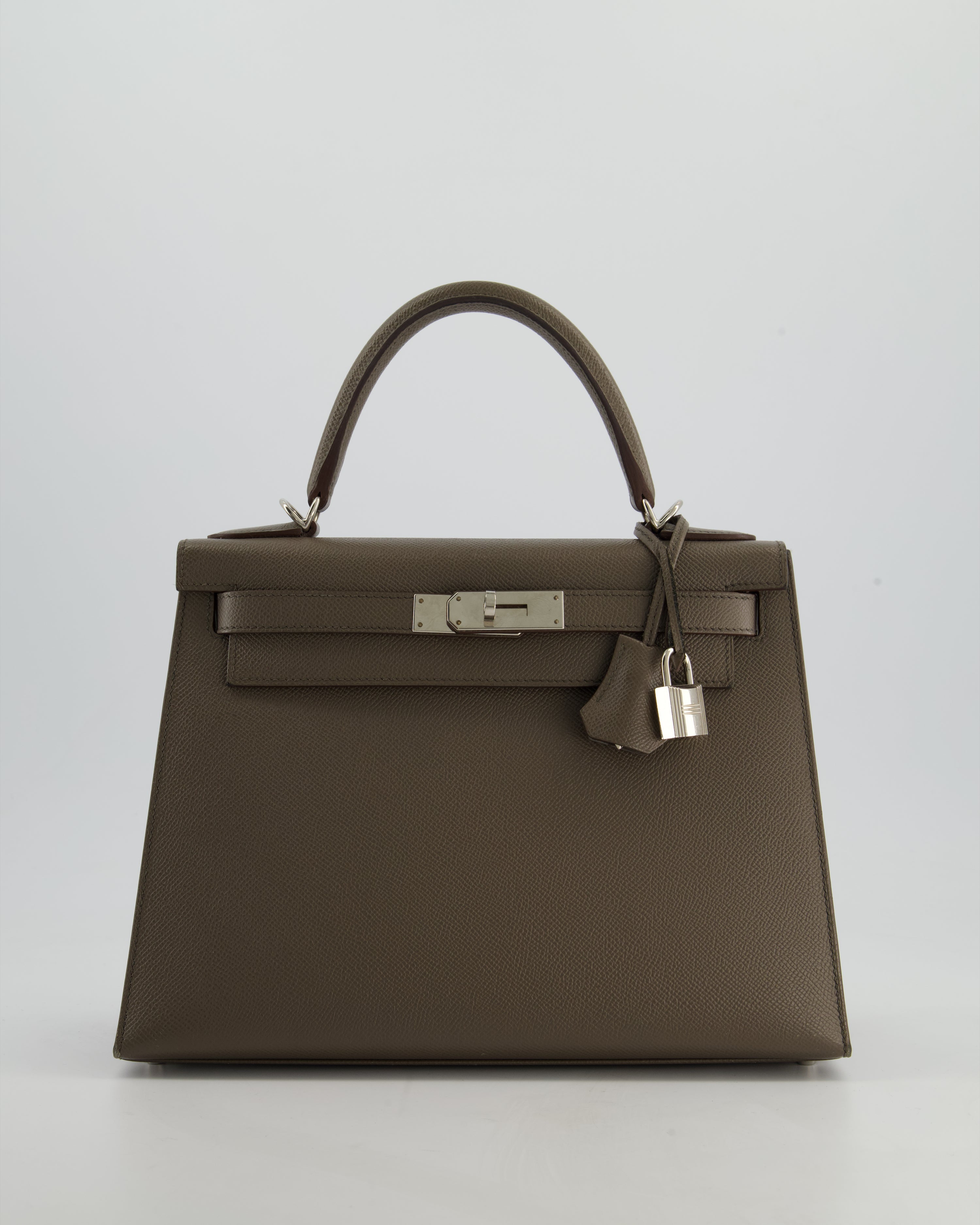 Hermès HSS Kelly 28 Sellier Bag in Gris Etain Epsom Leather with Palladium Hardware