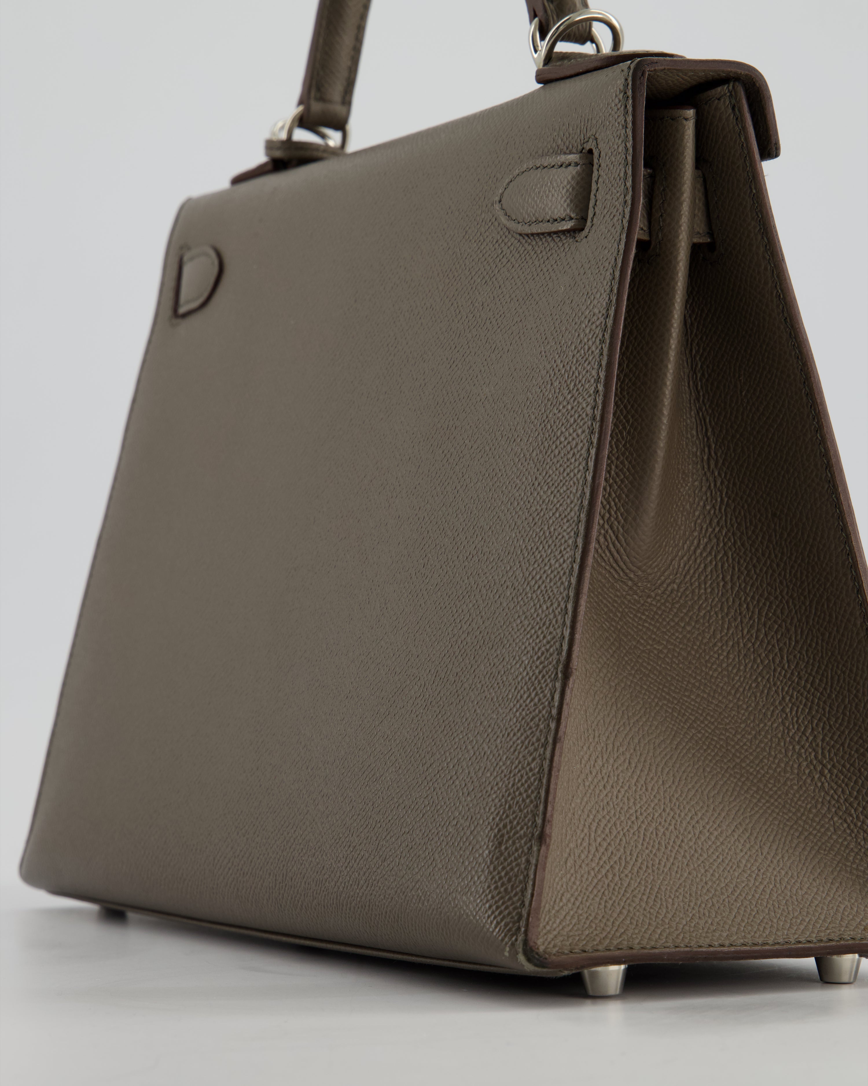 Hermès HSS Kelly 28 Sellier Bag in Gris Etain Epsom Leather with Palladium Hardware