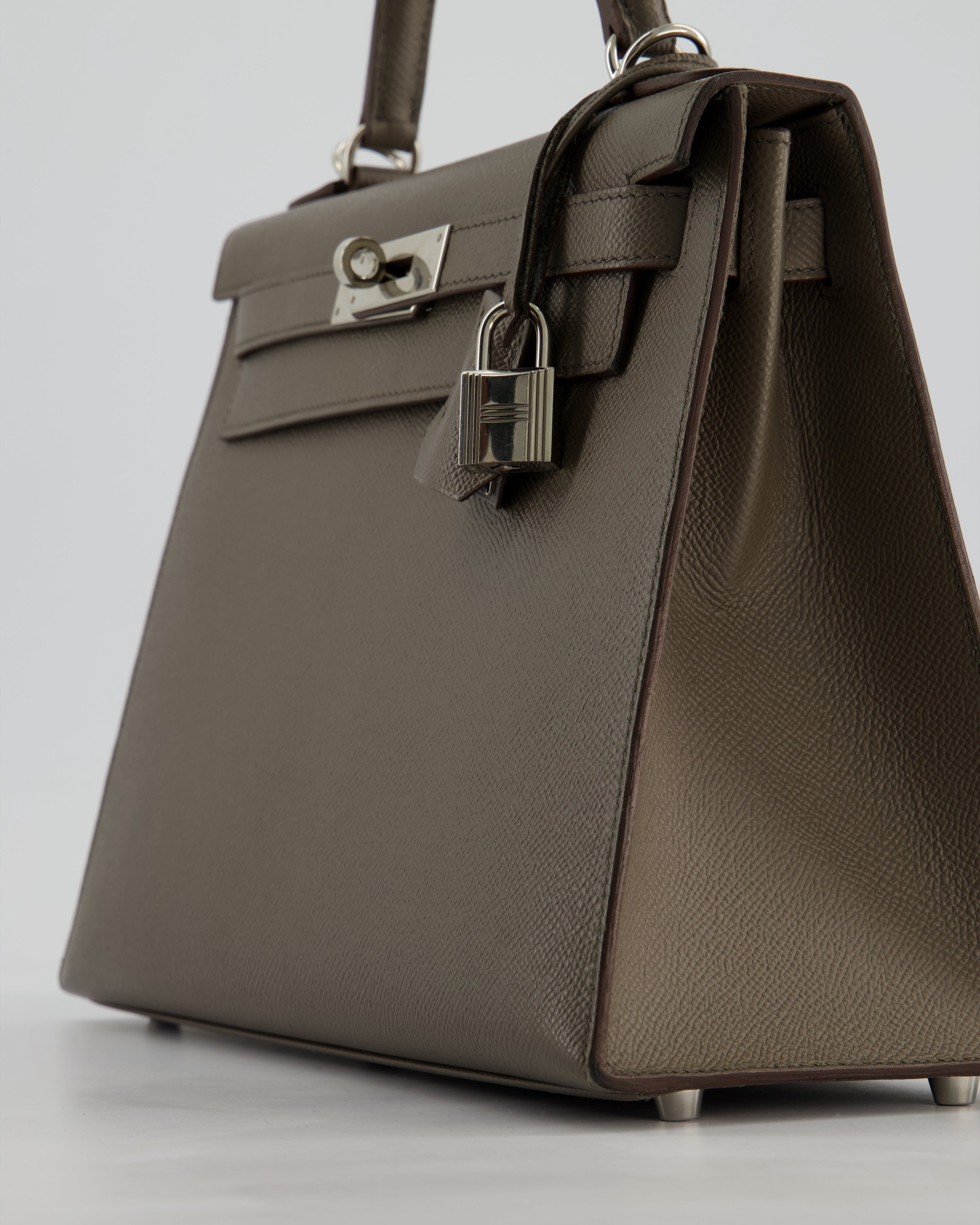 Hermès HSS Kelly 28 Sellier Bag in Gris Etain Epsom Leather with Palladium Hardware