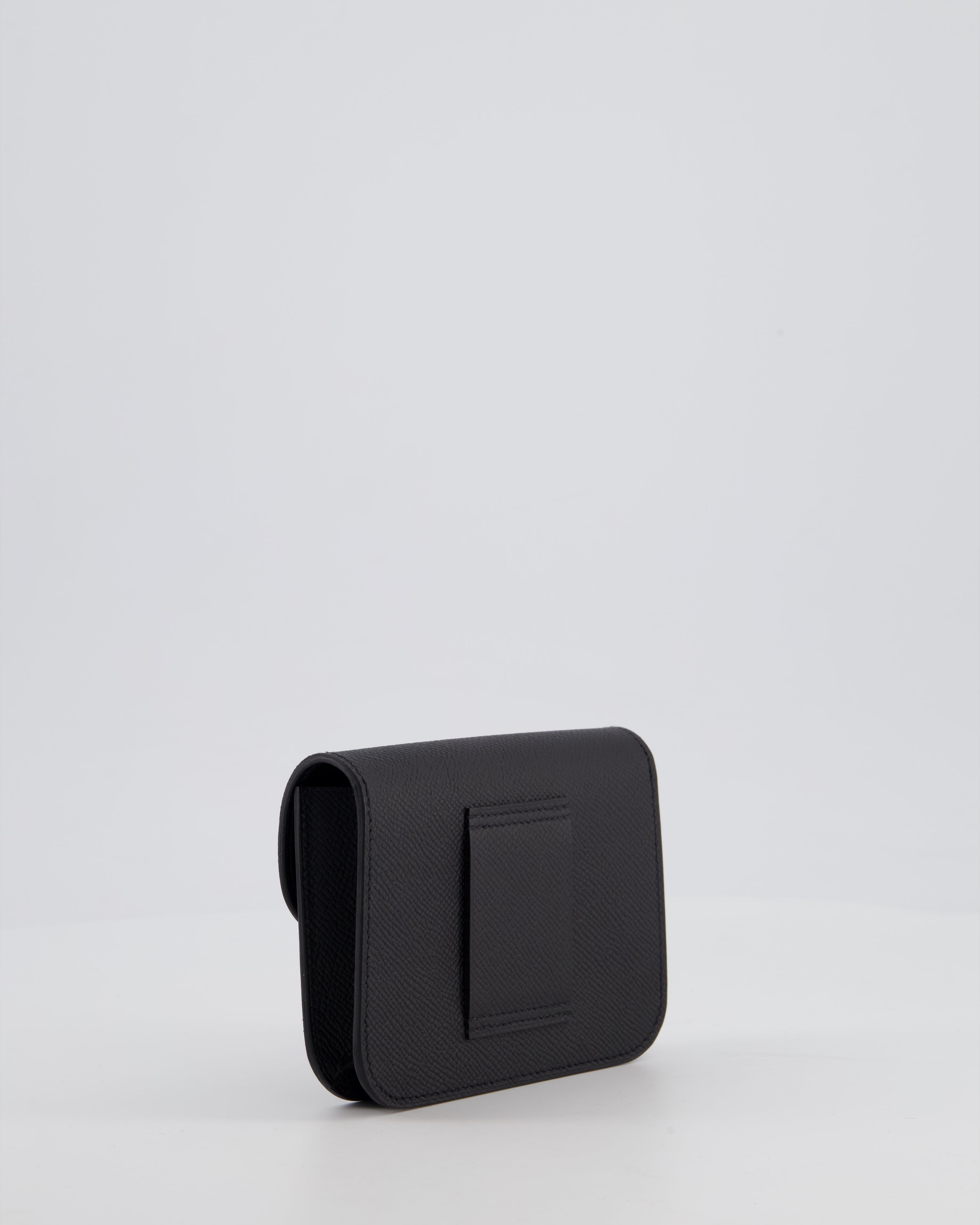 Hermès Constance Slim Belt Wallet Bag in Black Epsom Leather with Pocket and Gold Hardware