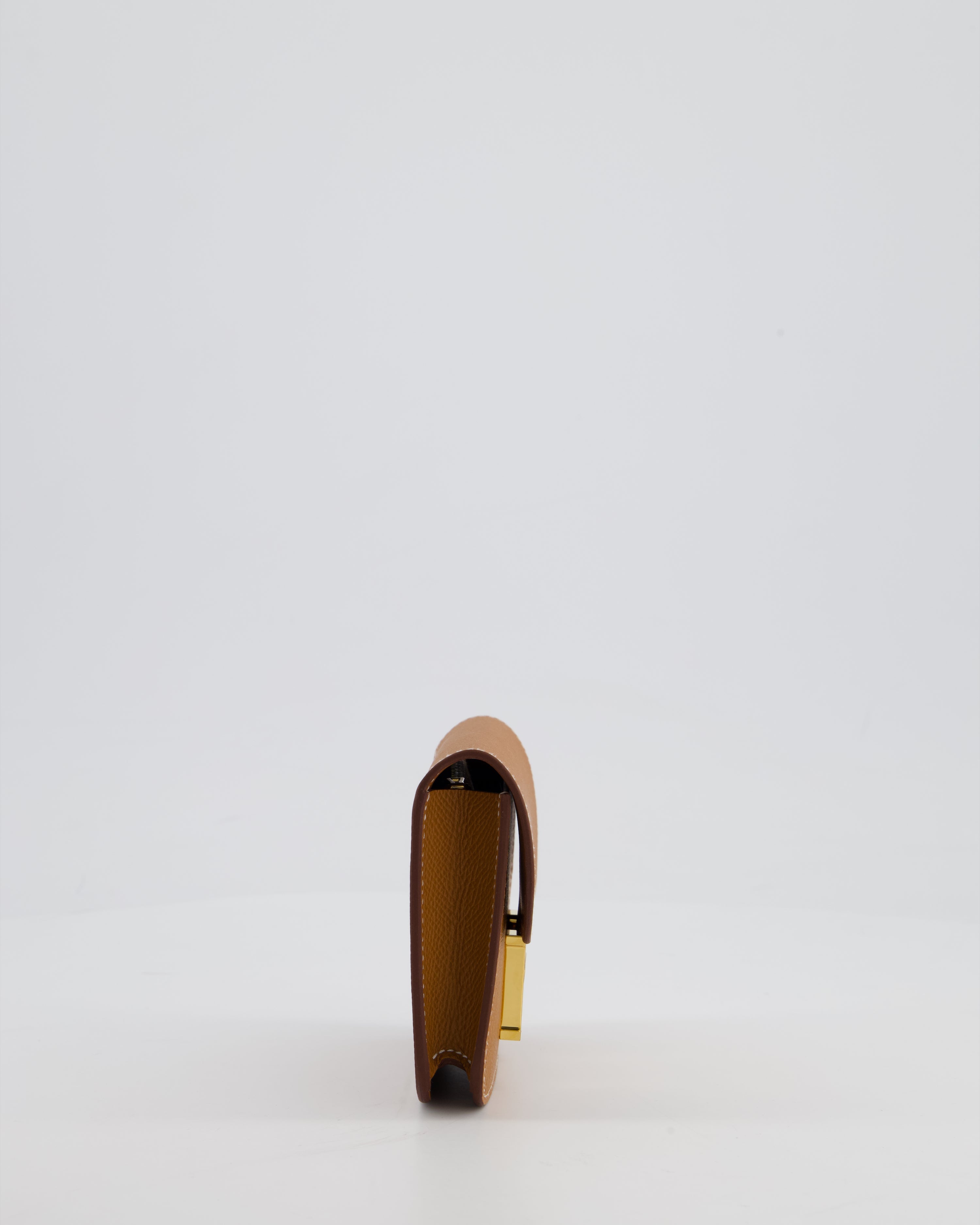 Hermès Constance Slim Belt Wallet Bag in Gold Epsom Leather with Pocket and Gold Hardware