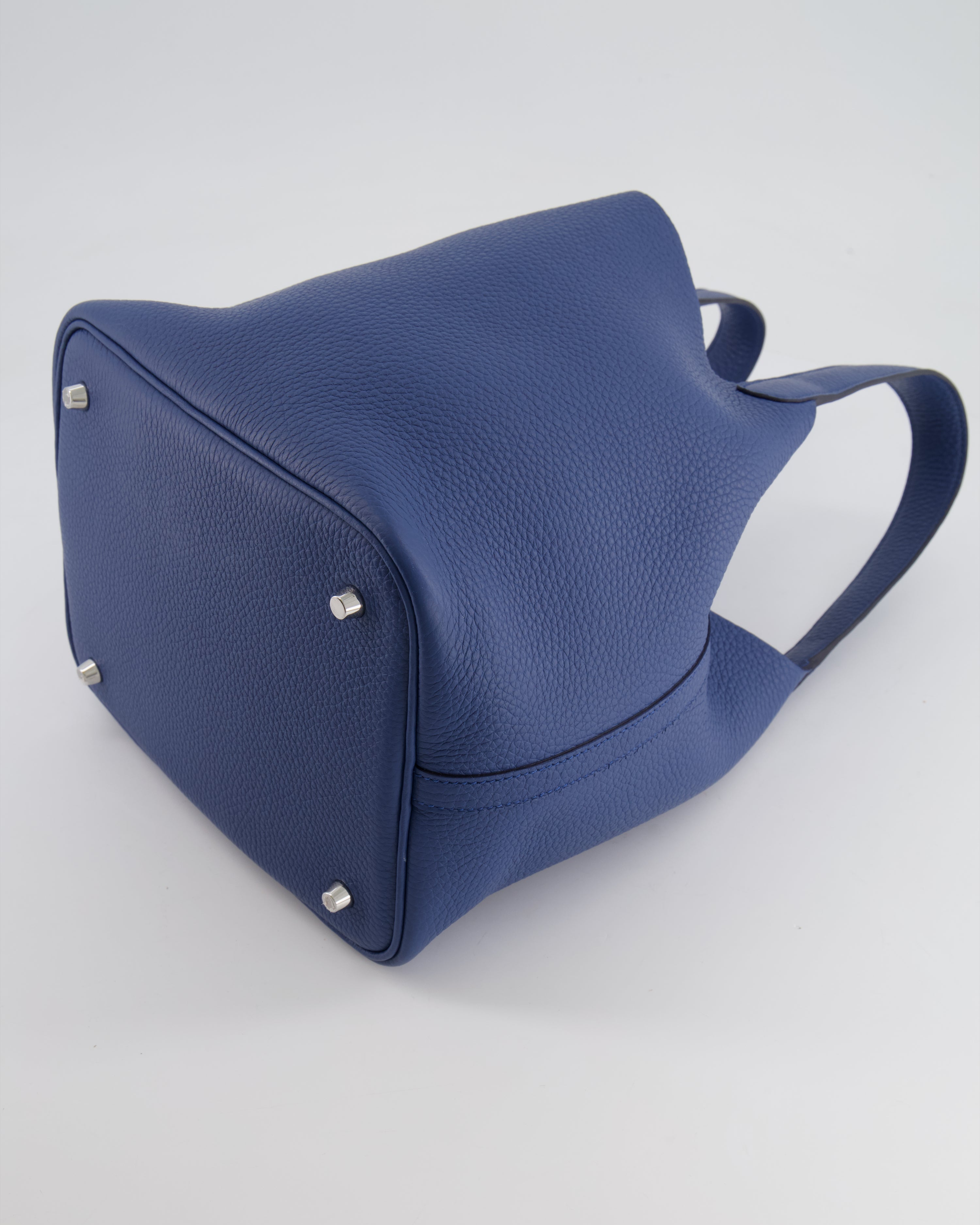 Hermes Picotin Lock Bag 22 in Blue Tie Clemence Leather with Palladium Hardware