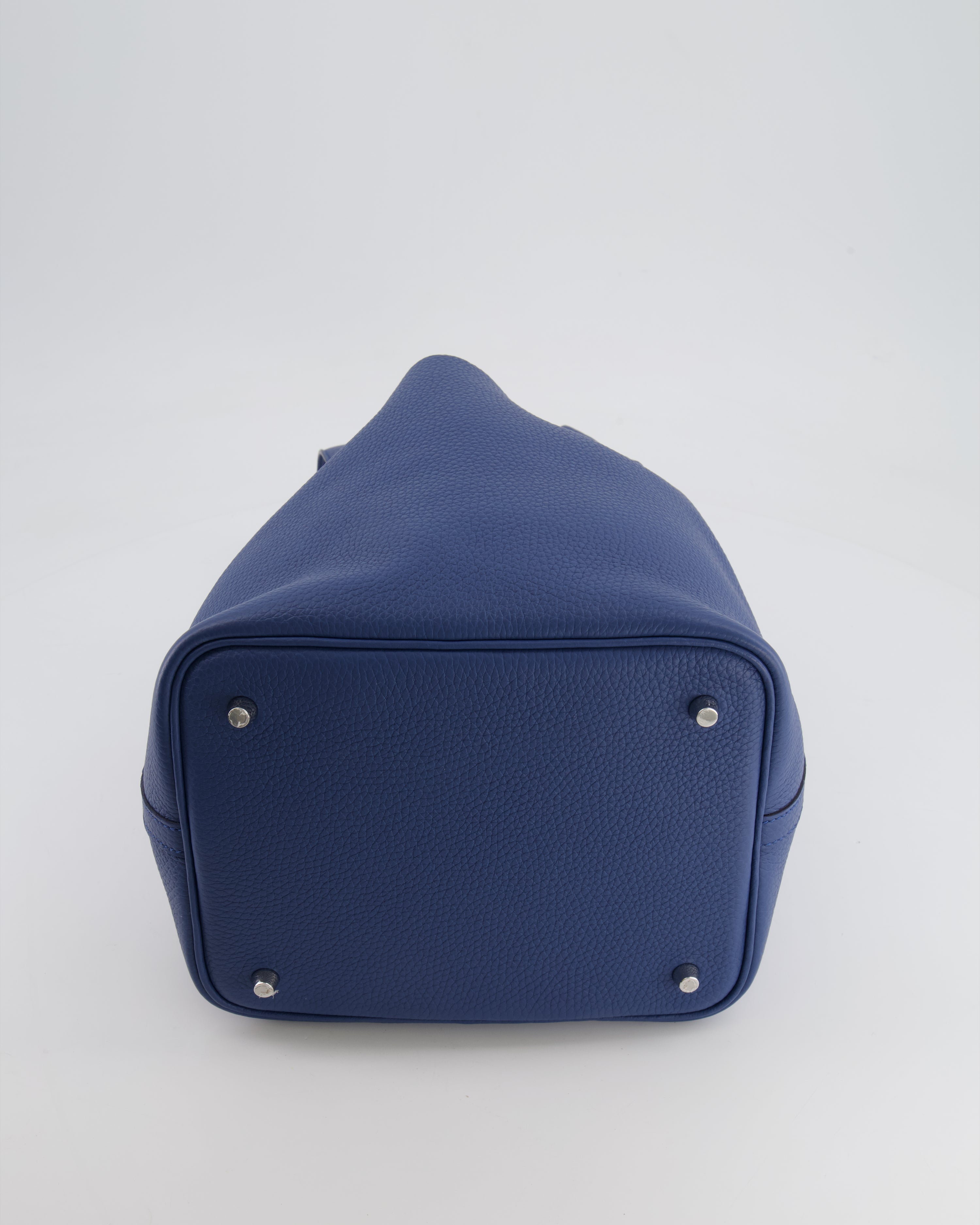 Hermes Picotin Lock Bag 22 in Blue Tie Clemence Leather with Palladium Hardware