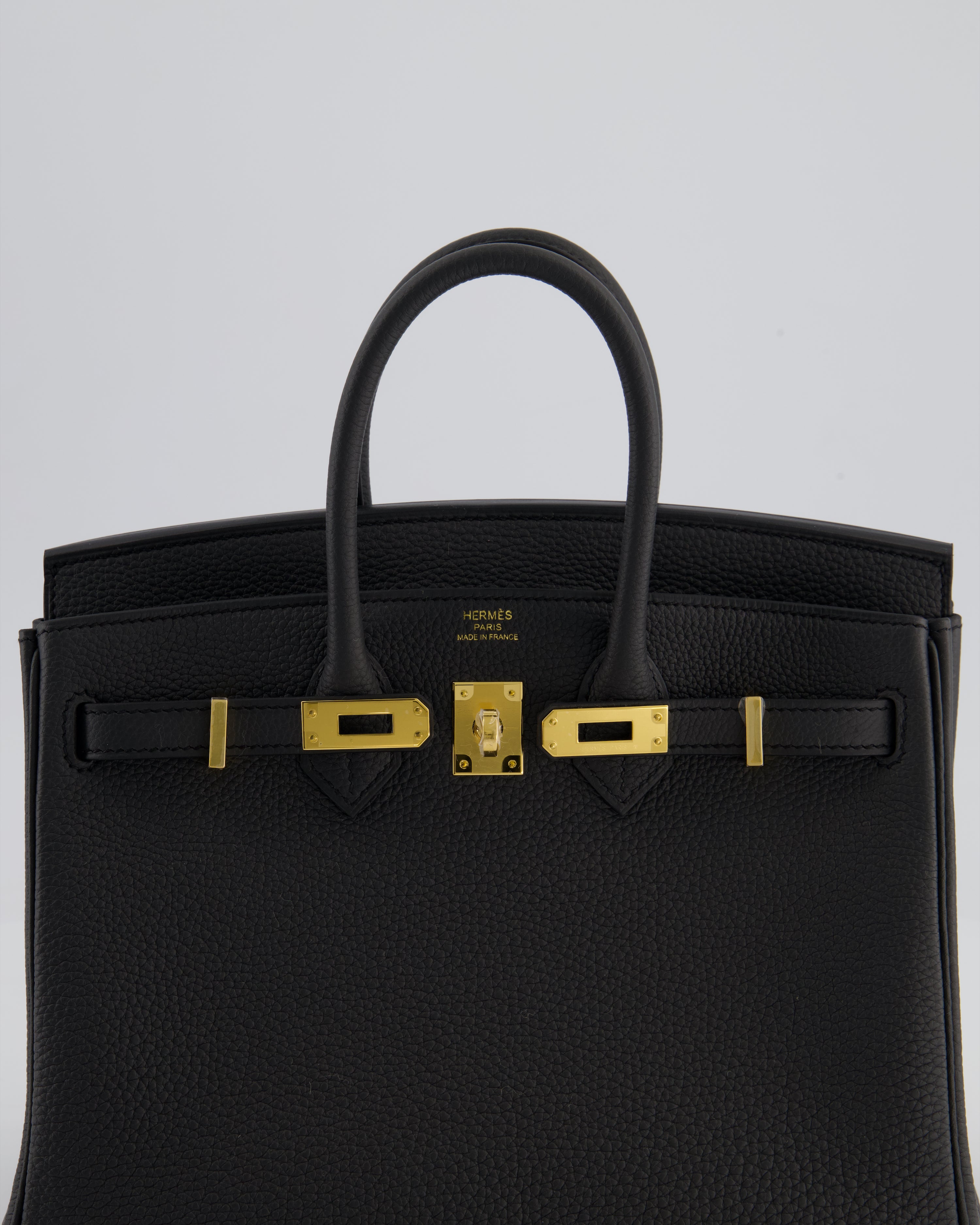 *HOT* Hermès Birkin 25 Retourne Bag in Plomb Togo Leather with Gold Hardware