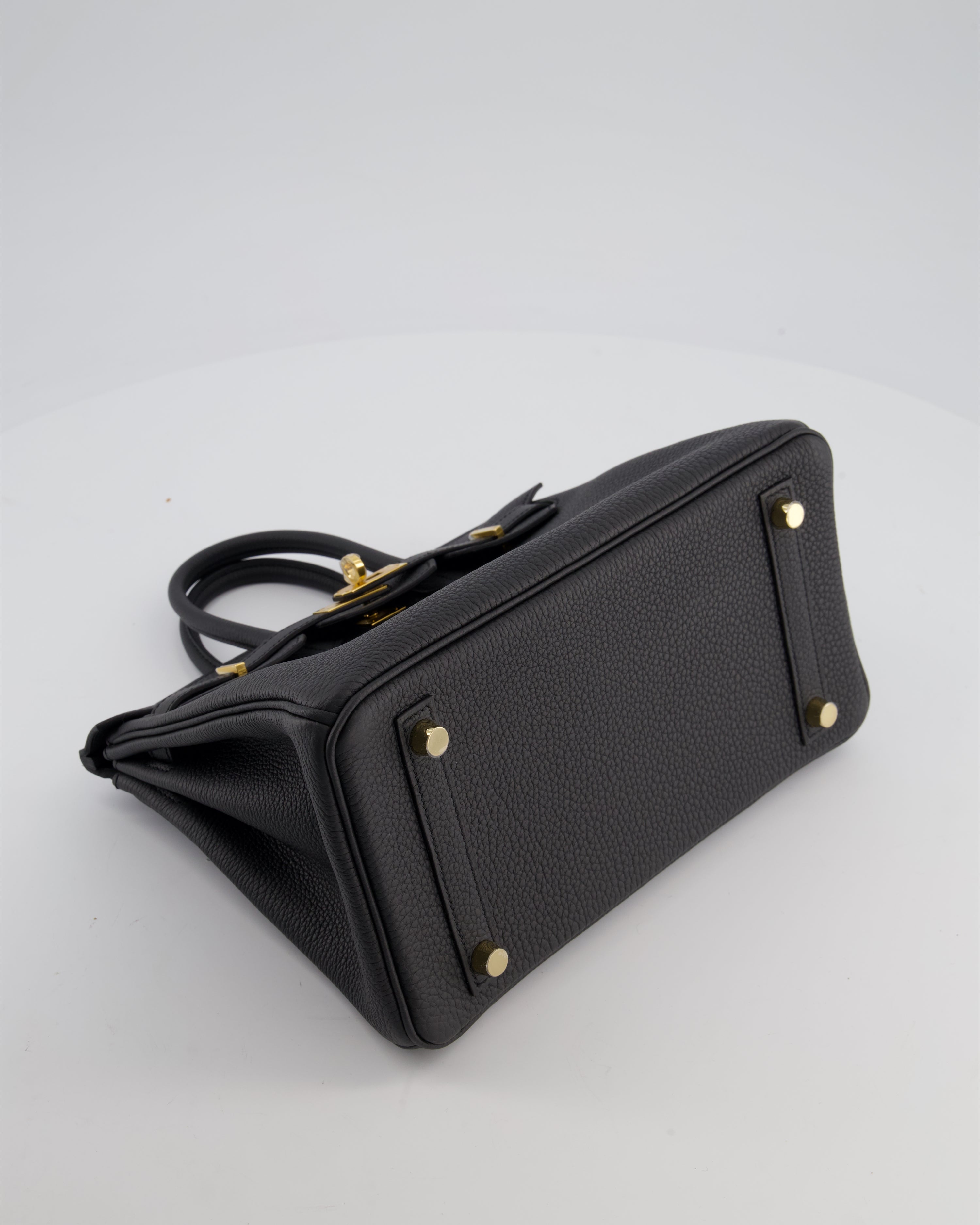 *HOT* Hermès Birkin 25 Retourne Bag in Plomb Togo Leather with Gold Hardware