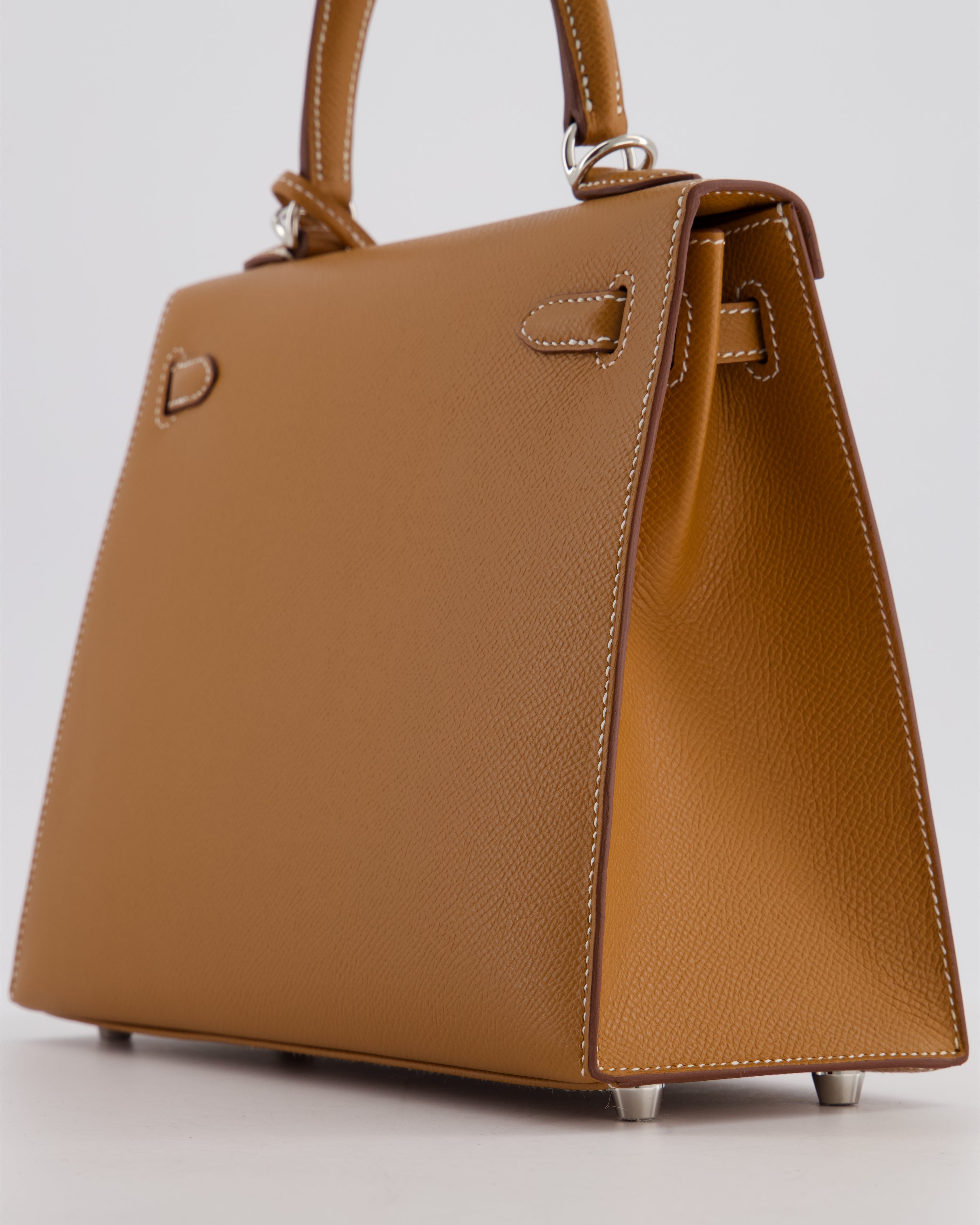 Hermès Kelly 25 Sellier Bag in Gold Epsom Leather with Palladium Hardware