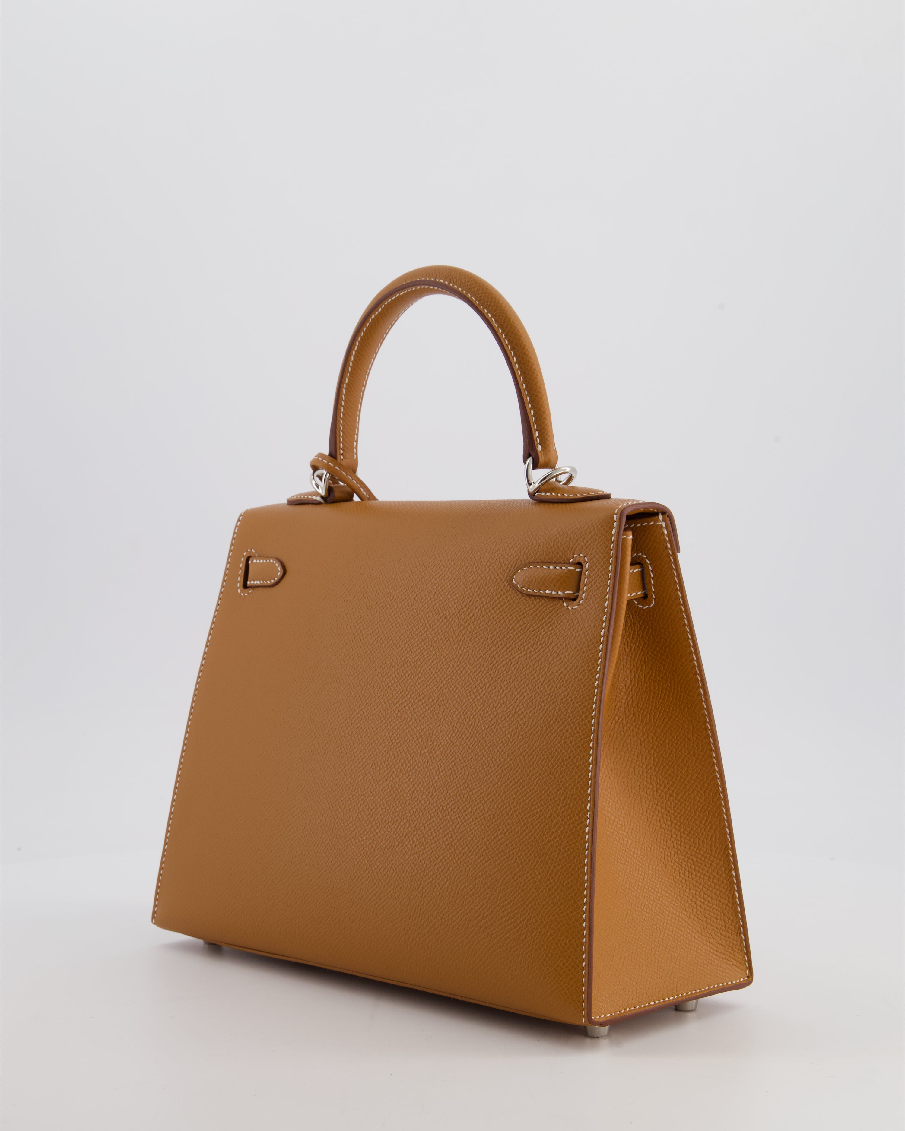 Hermès Kelly 25 Sellier Bag in Gold Epsom Leather with Palladium Hardware