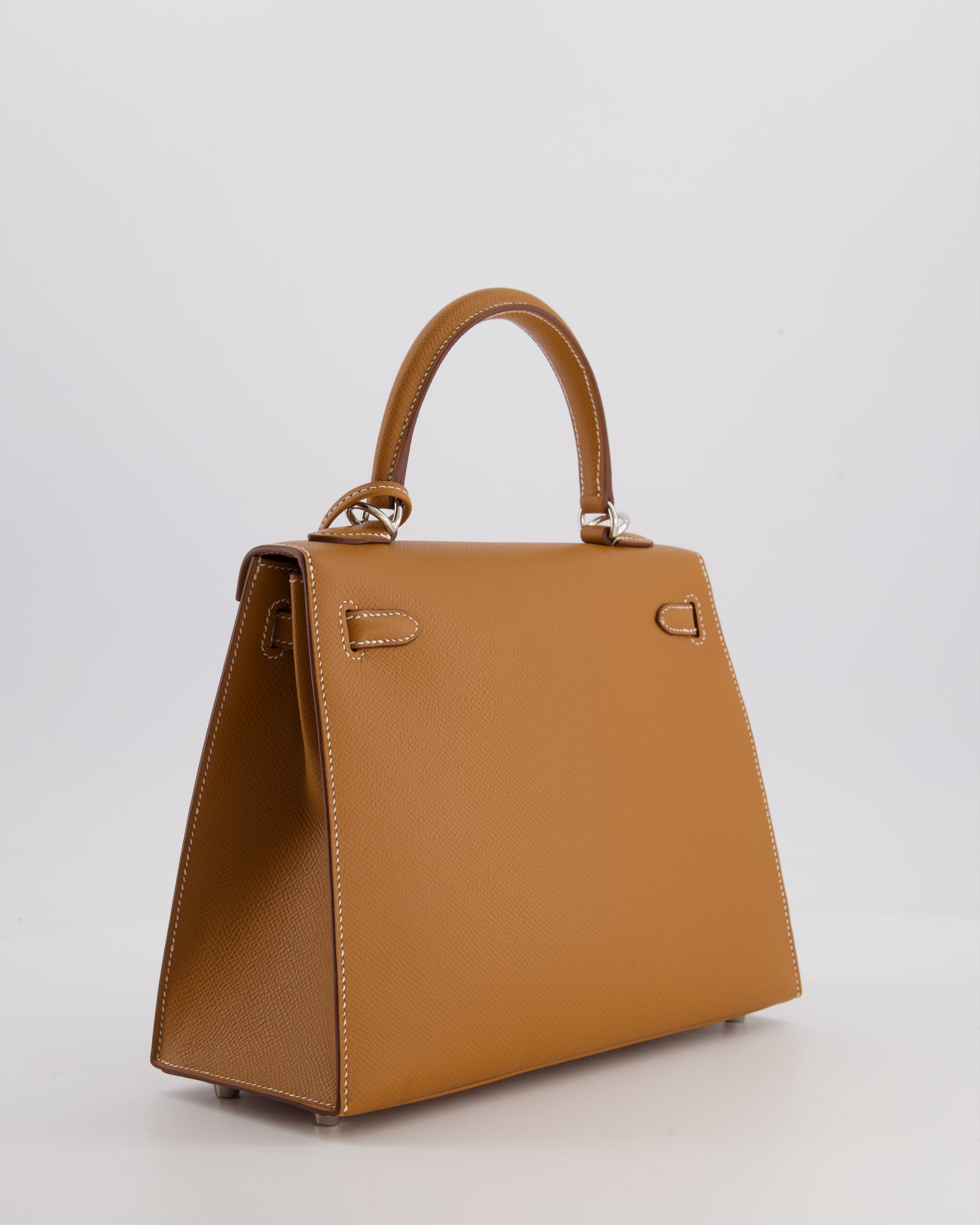 Hermès Kelly 25 Sellier Bag in Gold Epsom Leather with Palladium Hardware