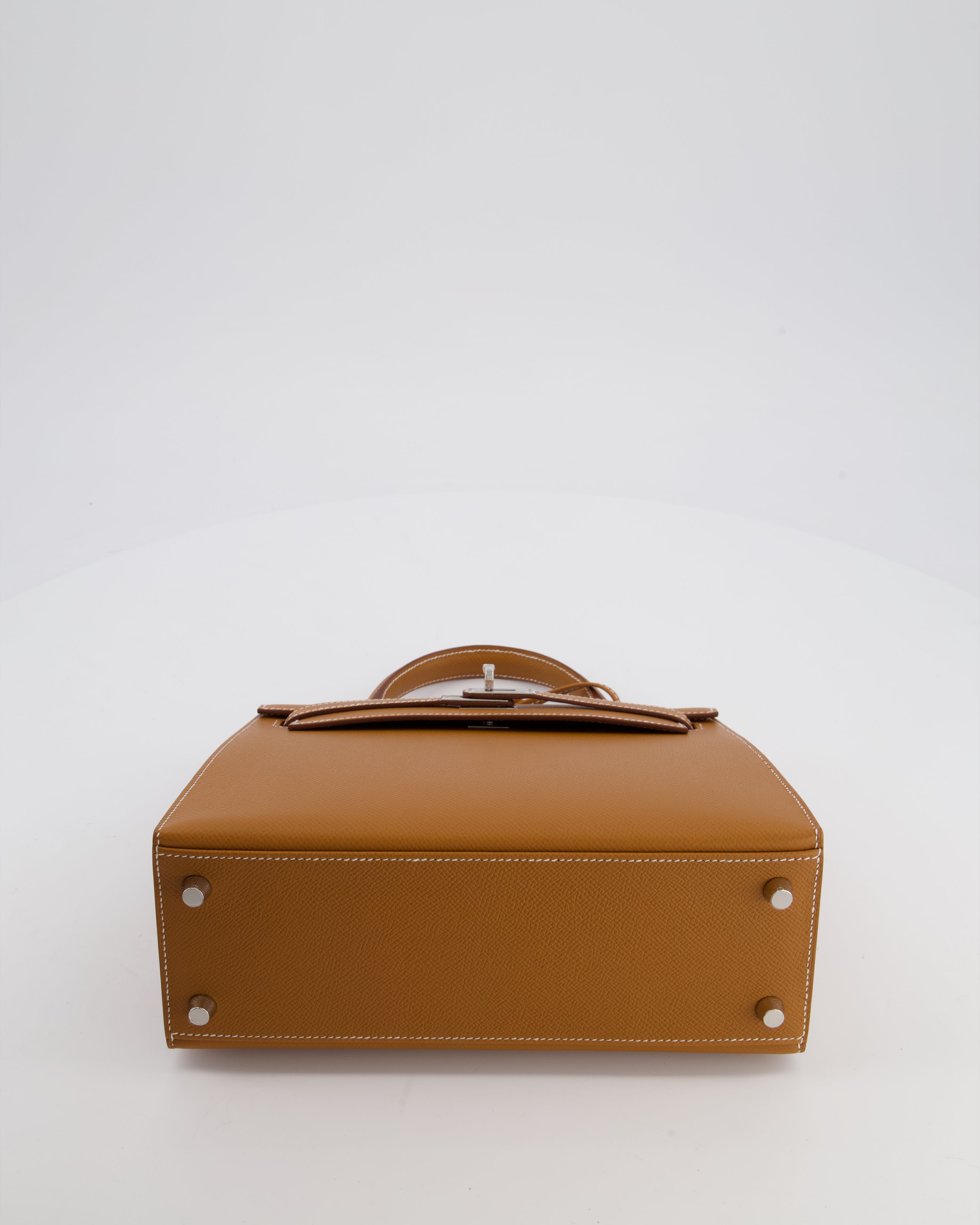 Hermès Kelly 25 Sellier Bag in Gold Epsom Leather with Palladium Hardware