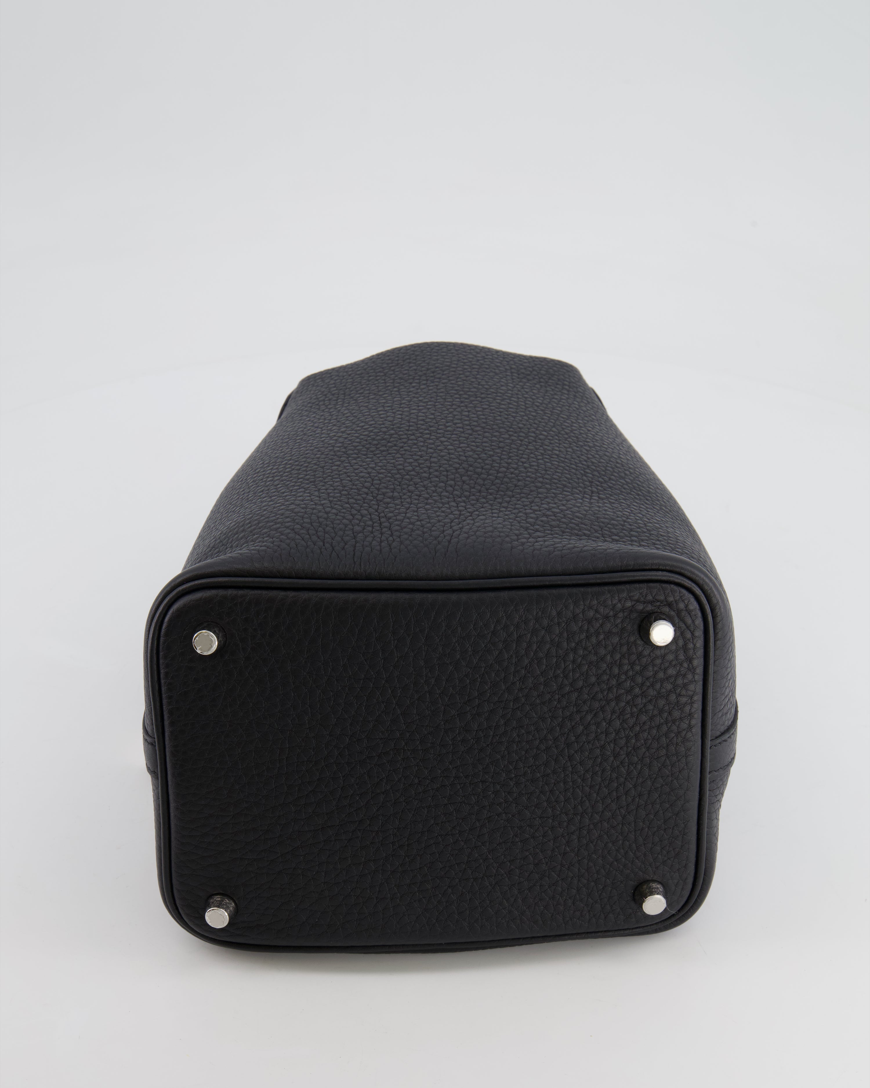 Hermes Picotin 18cm Lock Bag in Noir Clemence Leather with Palladium Hardware