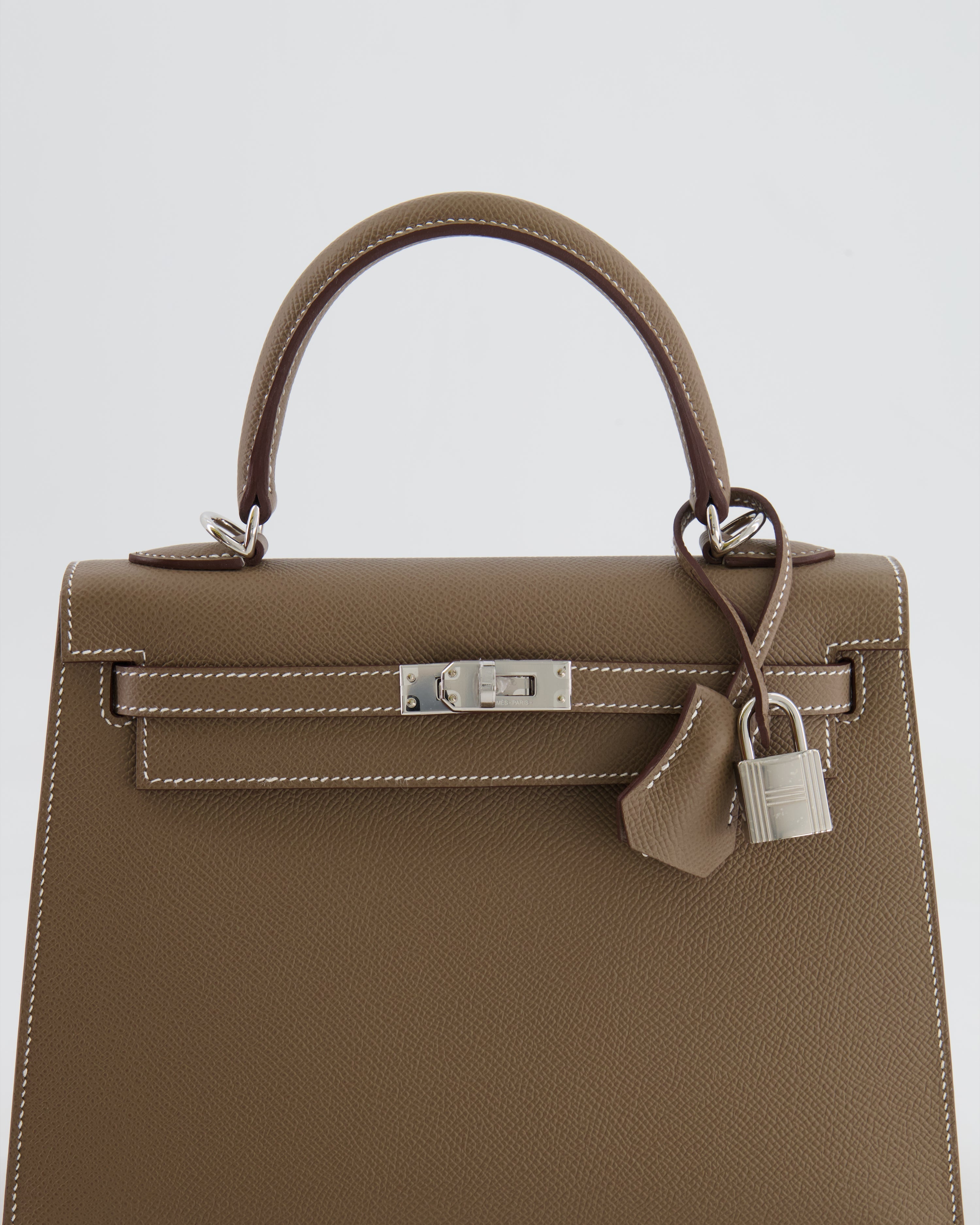 Hermès Kelly 25 Sellier Bag in Etoupe Epsom Leather with Palladium Hardware