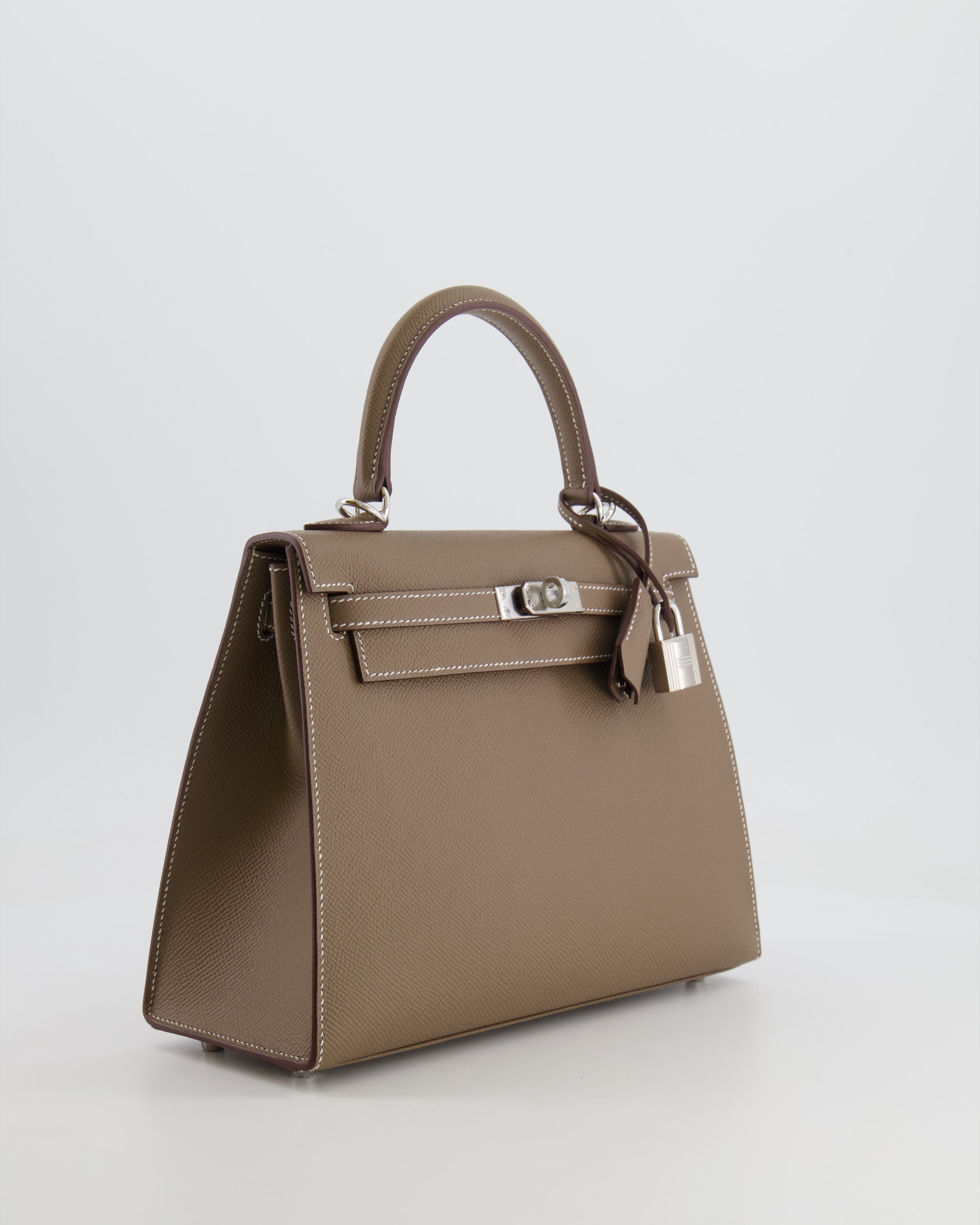 Hermès Kelly 25 Sellier Bag in Etoupe Epsom Leather with Palladium Hardware