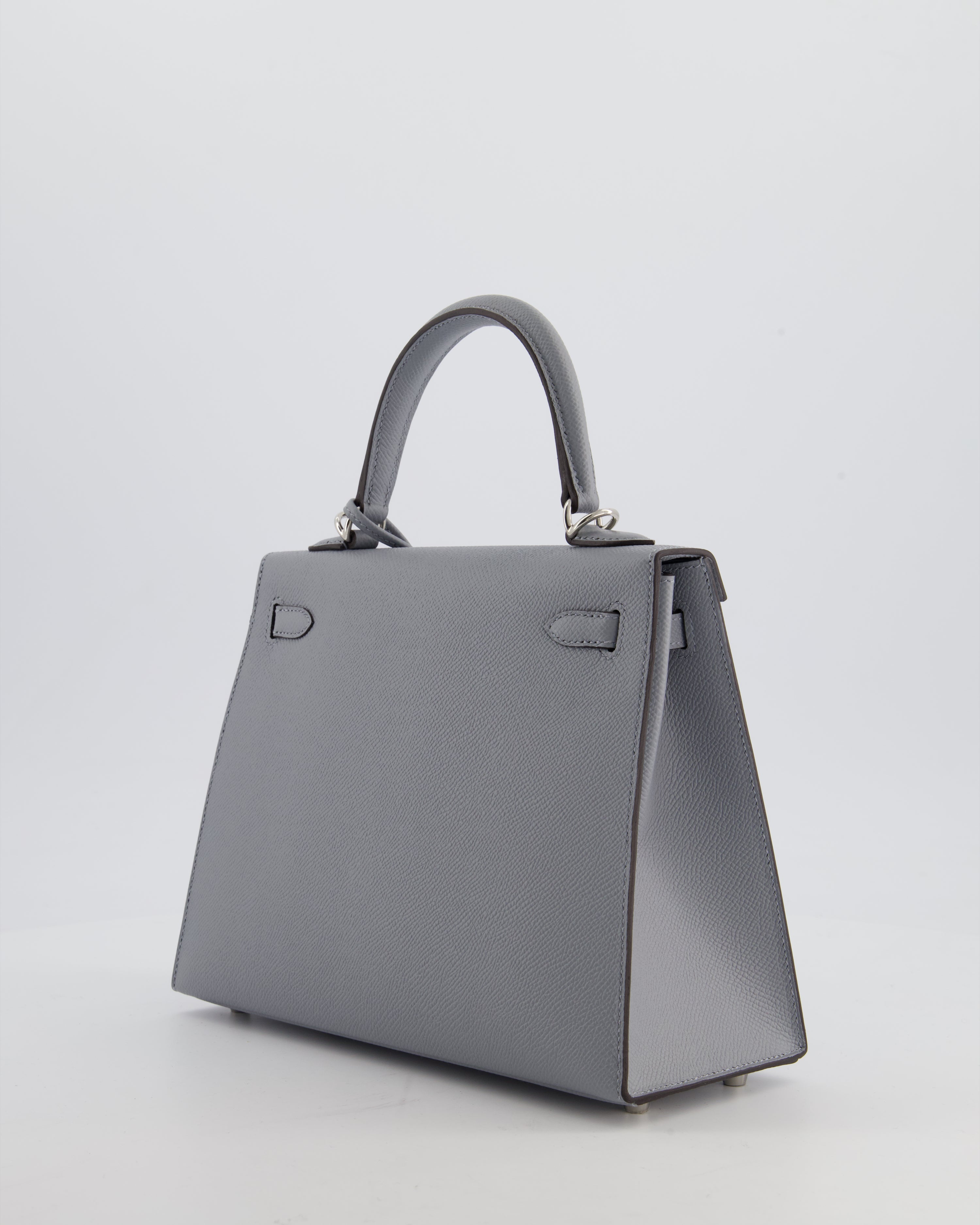Hermès Kelly 25 Sellier Bag in Gris Pantin Epsom Leather with Palladium Hardware