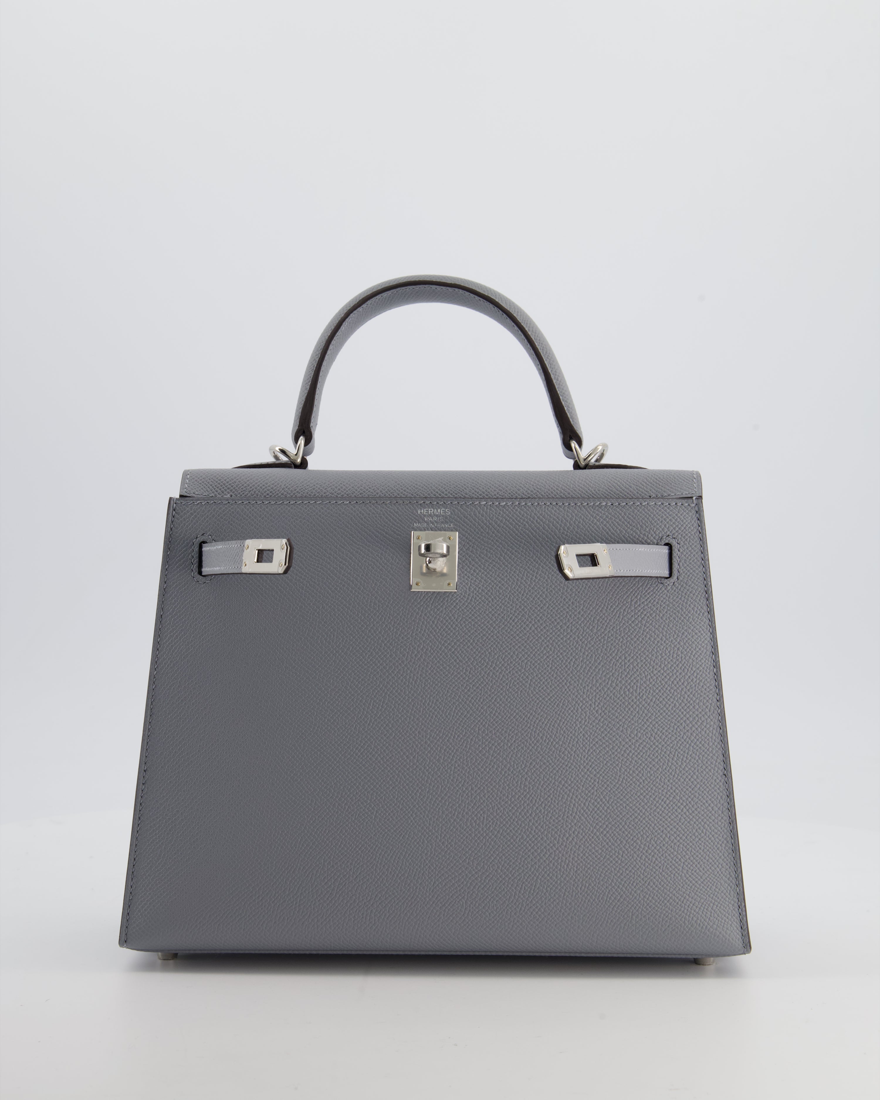 Hermès Kelly 25 Sellier Bag in Gris Pantin Epsom Leather with Palladium Hardware
