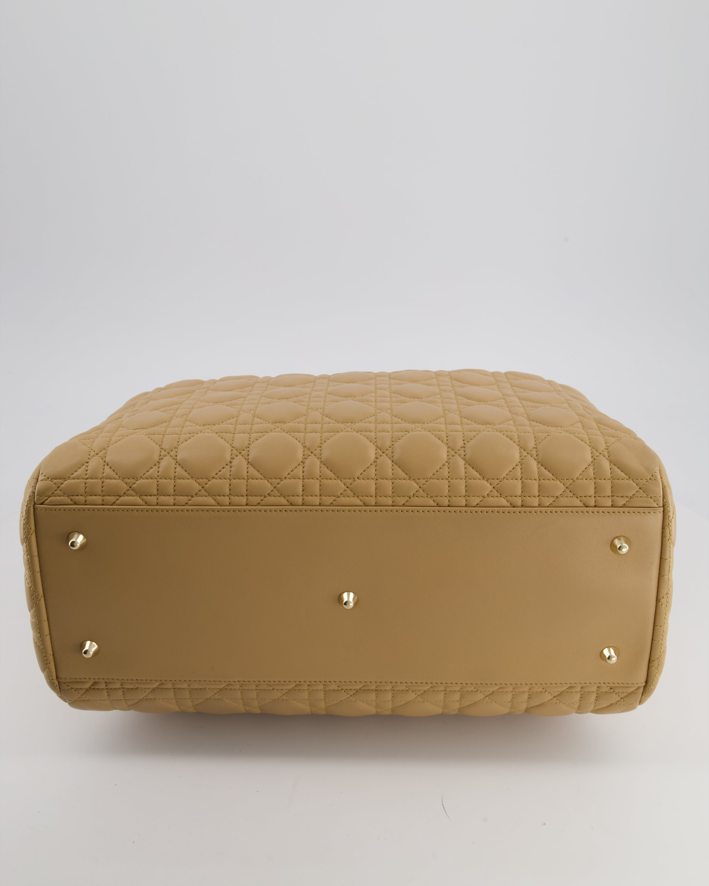 Christian Dior Cannage Tote in Beige Quilted Lambskin with Champagne Gold Hardware